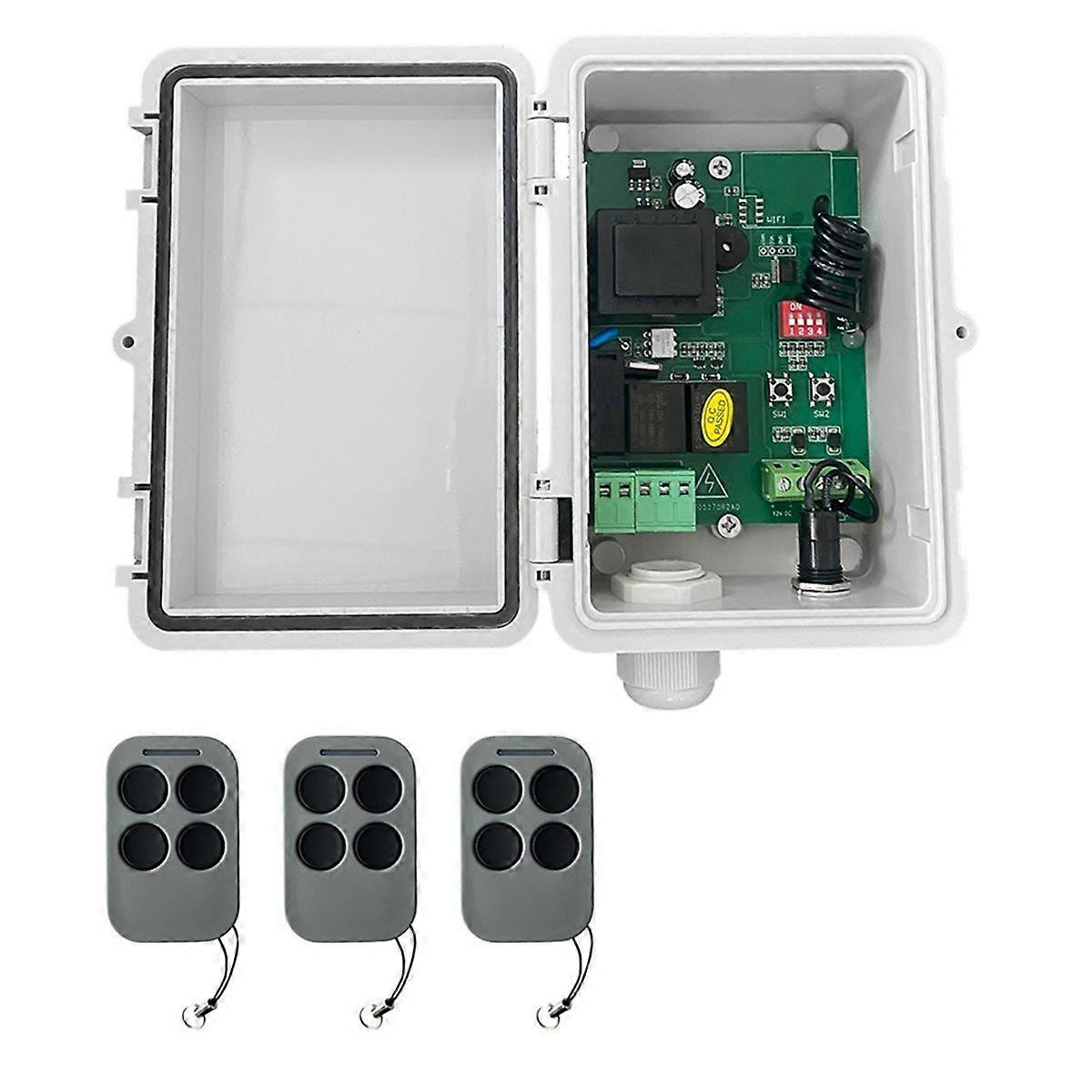 AC220V Roller Shutter Control Board +3xRemote Control Tubular Motor Receiver for Garage Door Remote