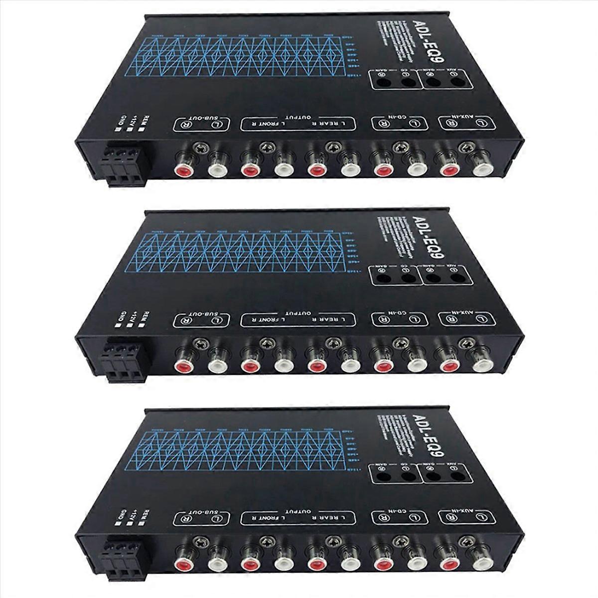 3X Auto Square 9 Band Graphic Equalizer Digital Car Audio -EQ9 Full Series Car Amplifier Equalizer+A