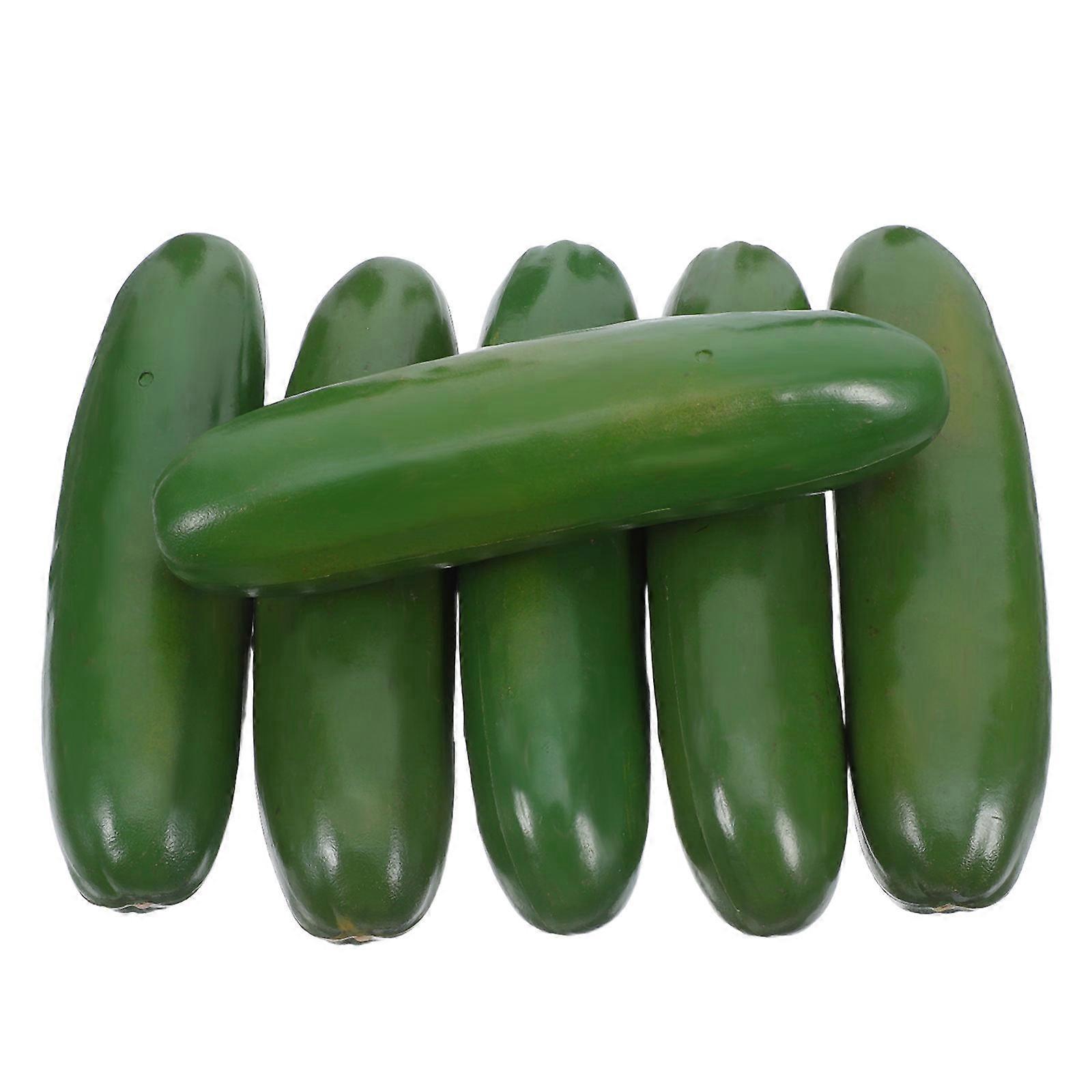 Plastic Vegetables Artificial Green Cucumber for Playing 6Pcs