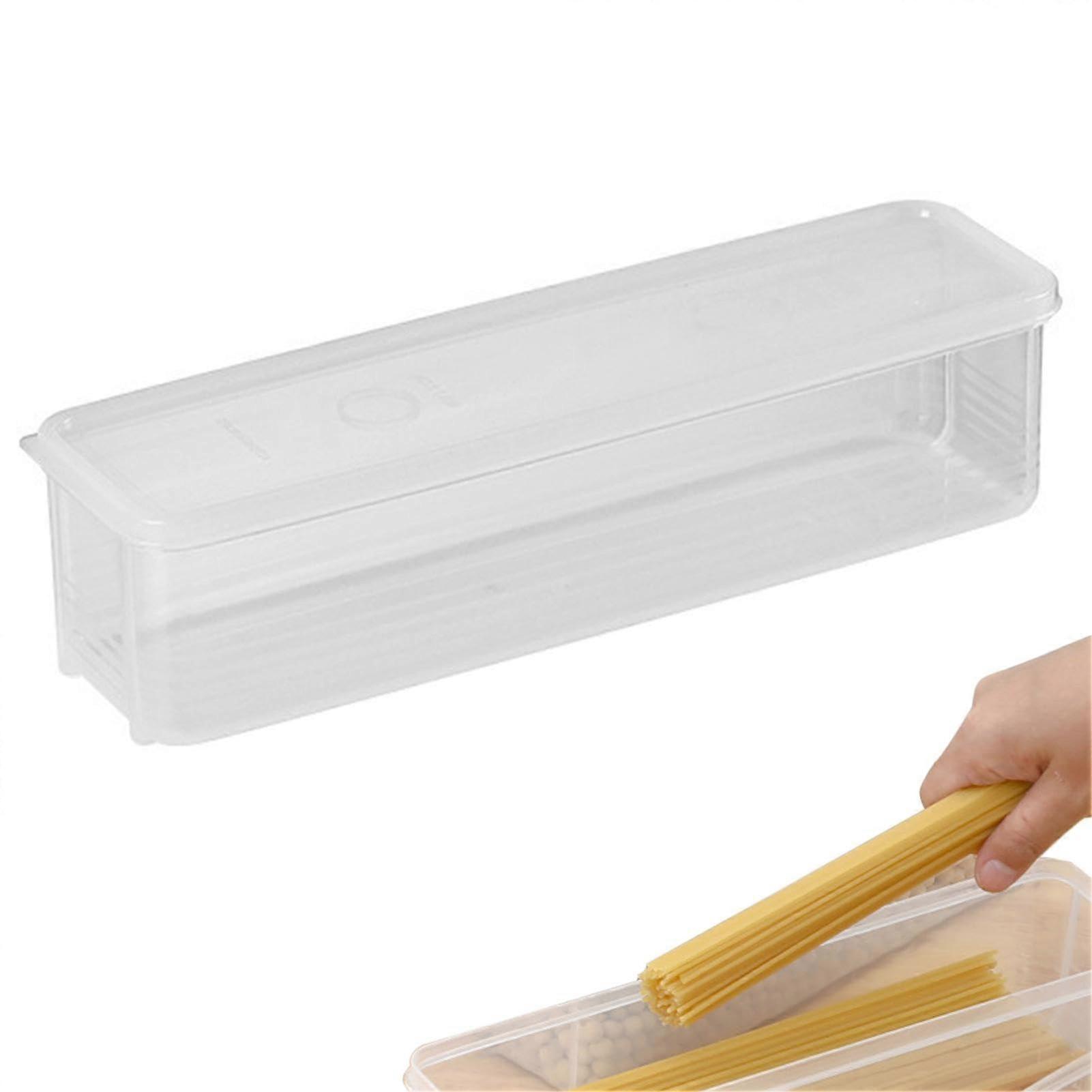 Spaghetti Container Storage - Clear Food Grade Rectangular Boxes for Pasta, Macaroni, Noodles - Stackable Freezable Large Capacity