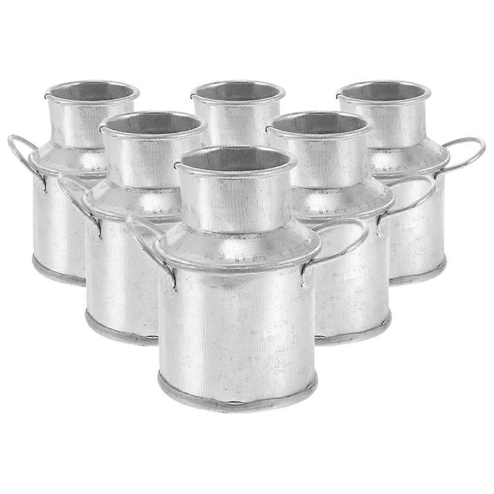 Mini Metal Buckets Silver Garden Buckets for Decor 6Pcs Set