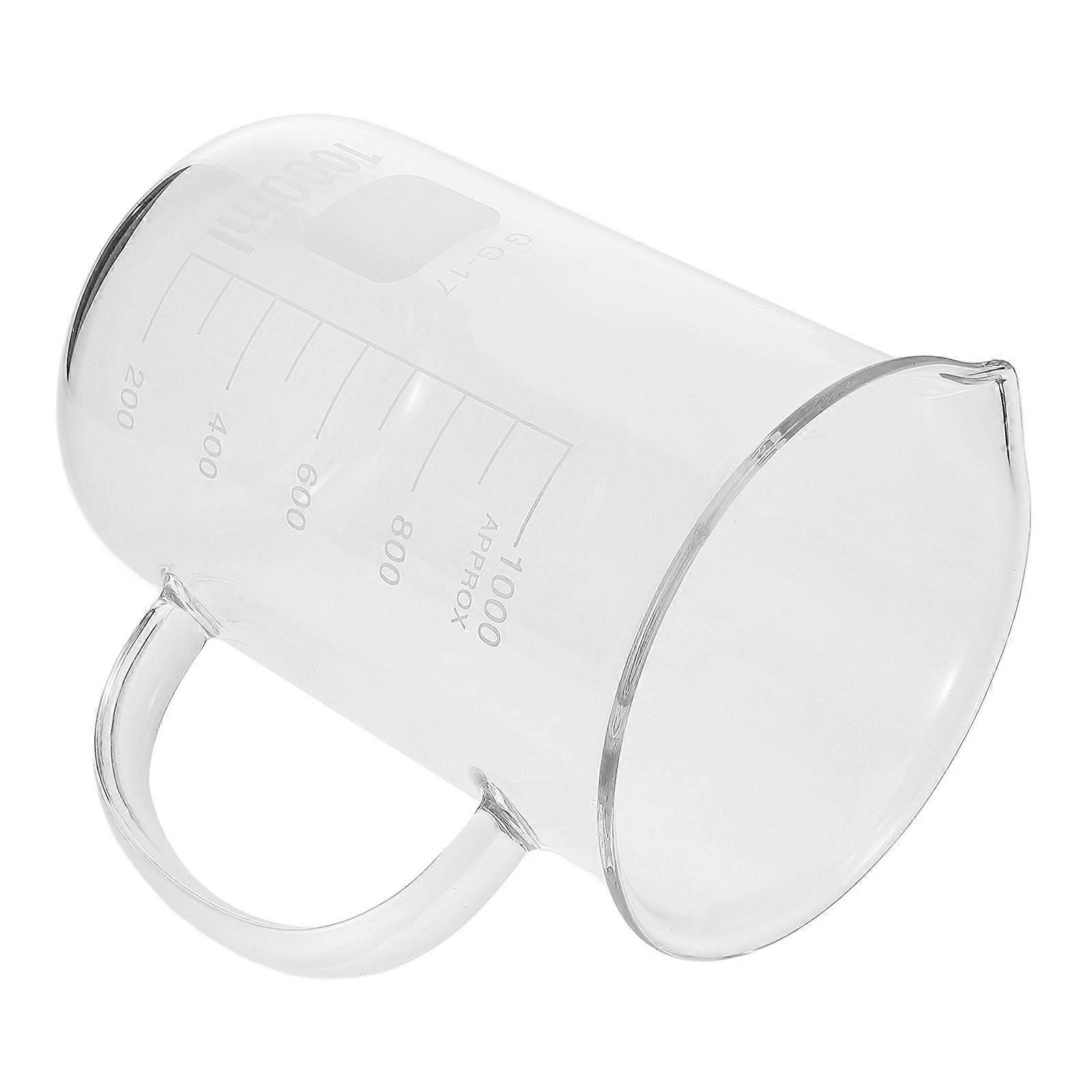 Glass Beaker Mug with Handle for Precise Pouring 1000Ml Measuring Cup