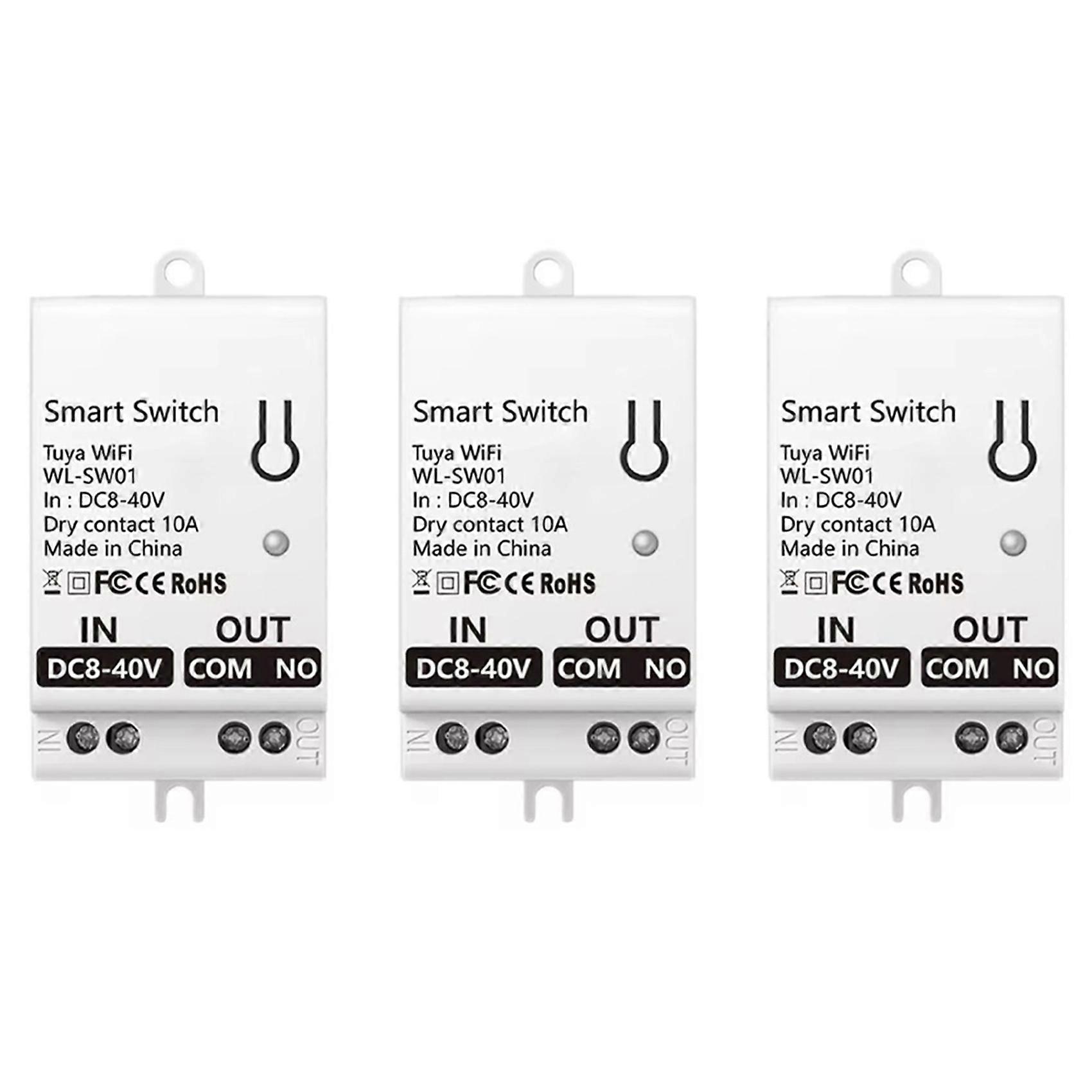 3X Tuya Smart WiFi Dry Contact Switch Module 10A Home Universal DIY Breaker Relay Work with Smart Life Alexa DC 8-40V