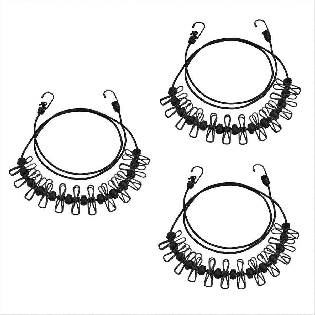 Clothesline, portable clothesline with clothespins,Black