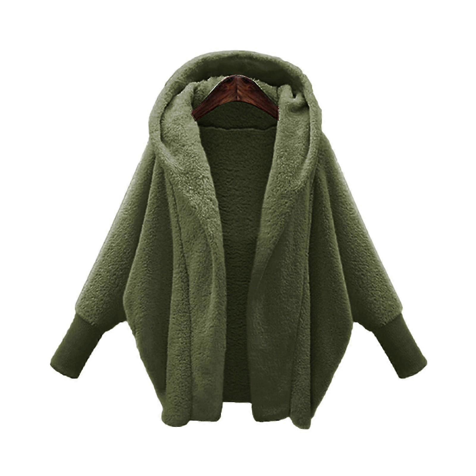 Hooded Plush Coat for Women, Warm Long Sleeve Solid Color Jacket Autumn Winter