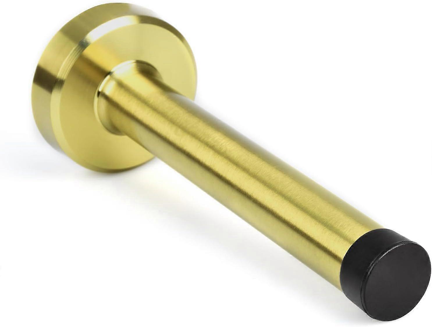 Dørstopper gull, 5 tommers lang dørstopper, rustfritt stål, lyddempende gummidørstopper for vegg innendørs utendørs, børstet gull børstet gull