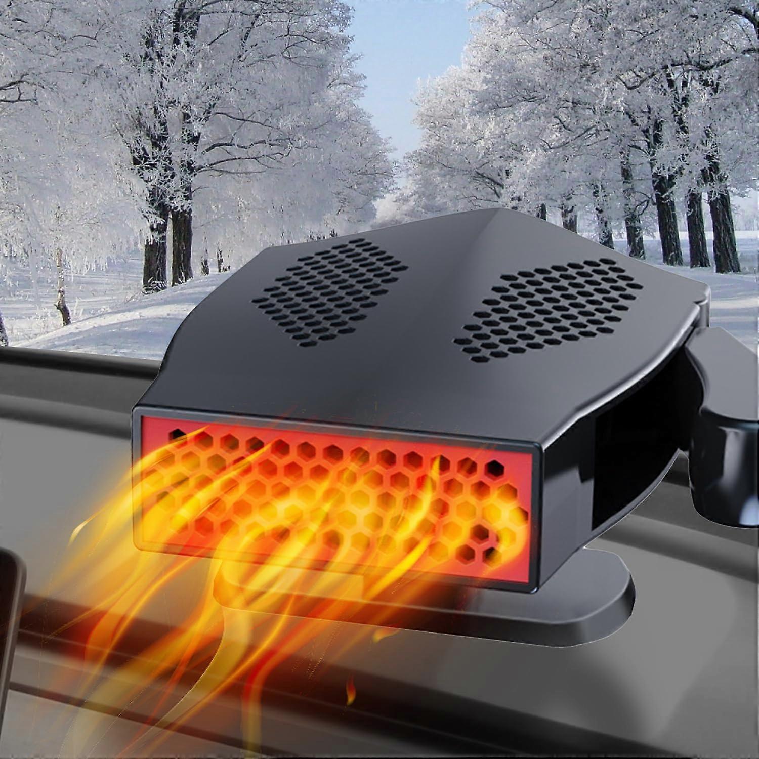 12V Car Heater and Cooling Fan Dual Function with 360° Rotatable Design for All Vehicles Black Red