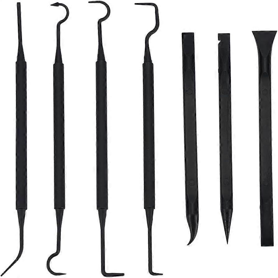 7 Pcs Black Non-Marring Pick and Pry Bar Set Professional Electronics Opening Pry Tool Repair Kit with Metal Spudger Non-Abrasive Nylon Spudgers for C