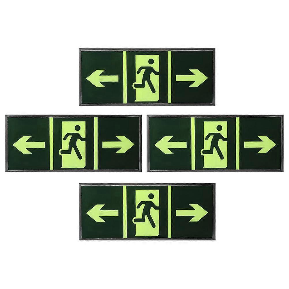 Safety Exit Sticker Acrylic Glowing Emergency Sign for 4Pcs Wall Use