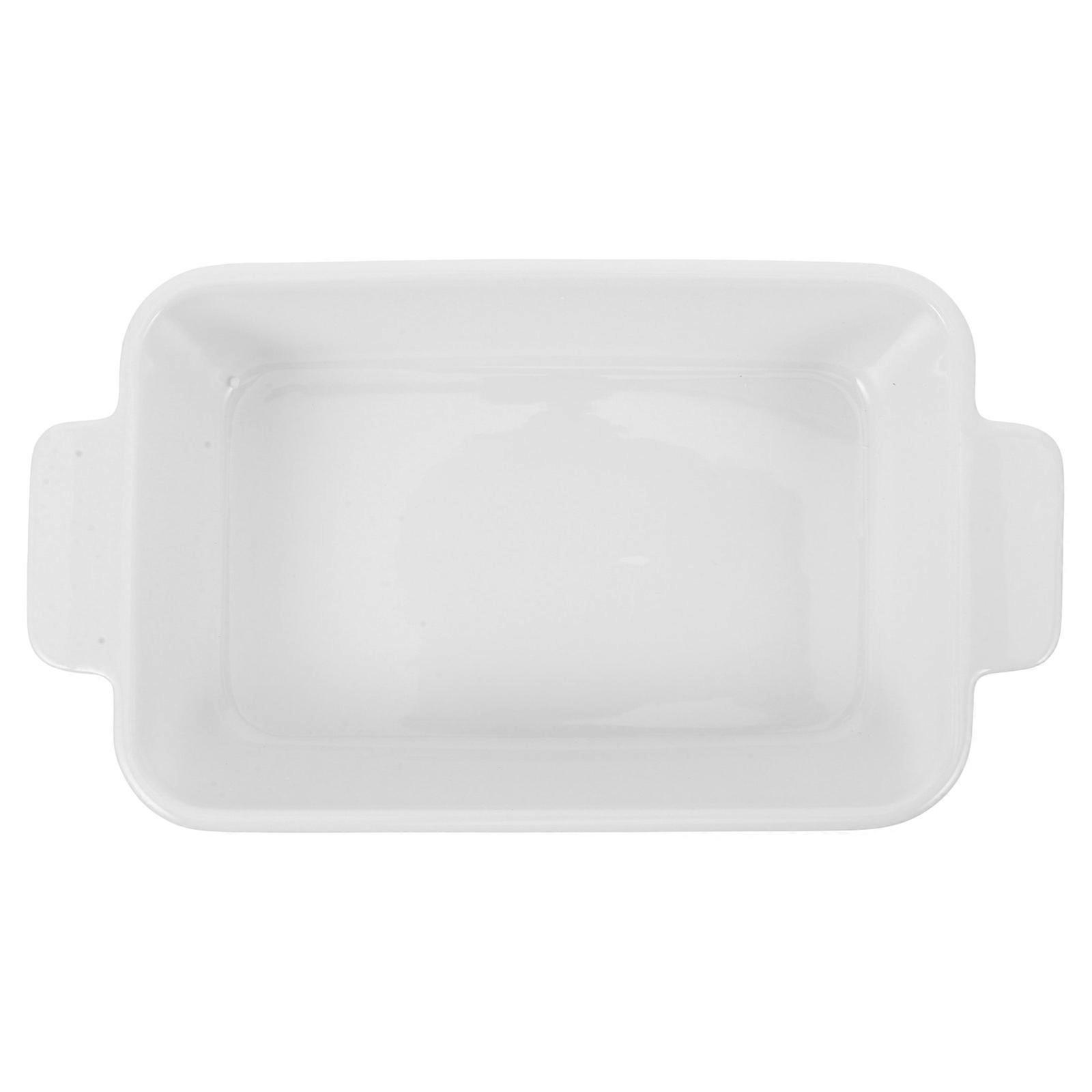 White Ceramic Baking Tray for Roasting Double Handle Baking Dish