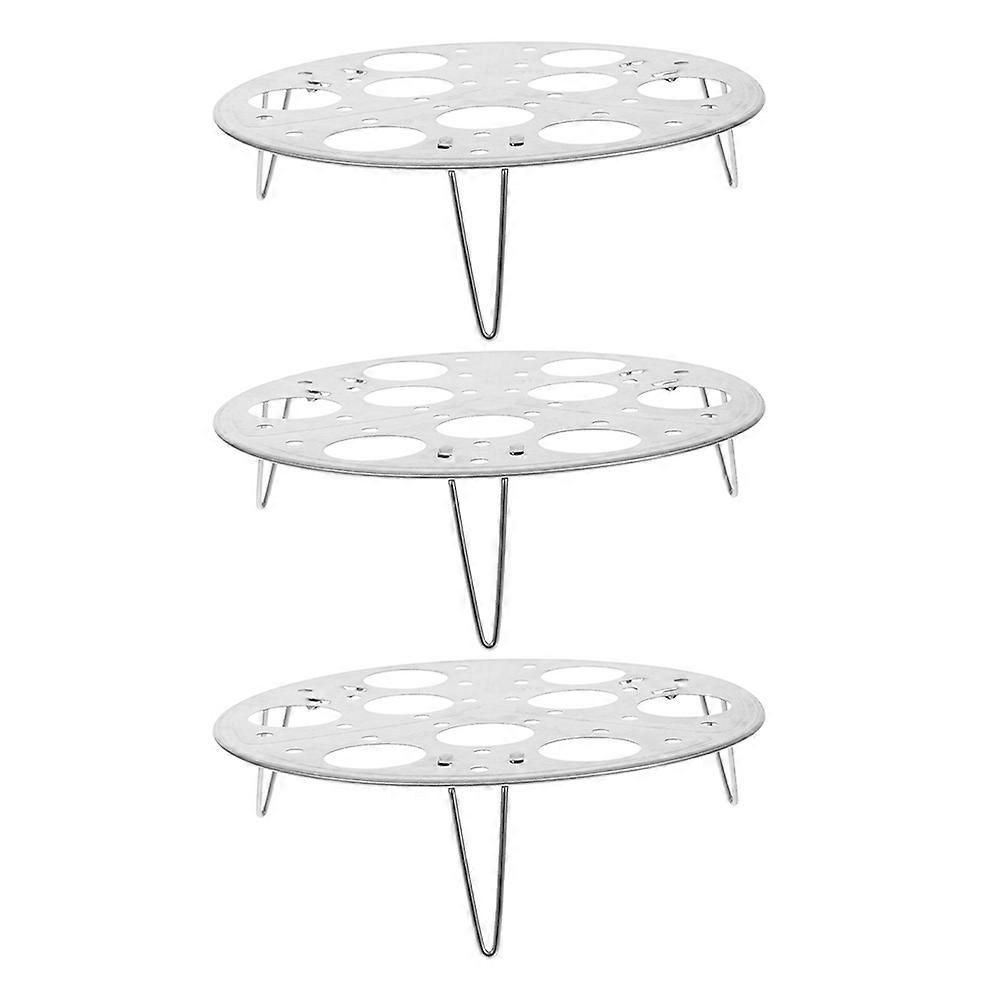 Silver Stainless Steel Egg Steaming Rack for Cooking Use 3Pcs Holder