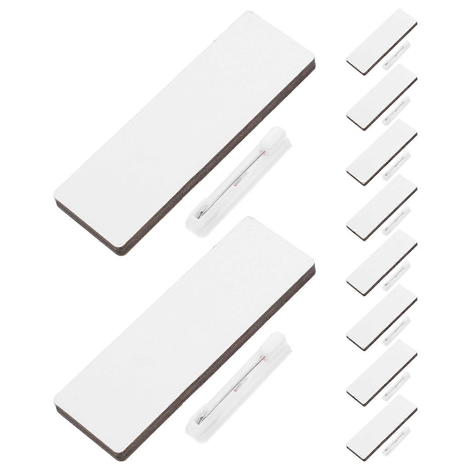 10Pcs Wooden Name Tags with Clips for DIY Blank Name Badge Pins