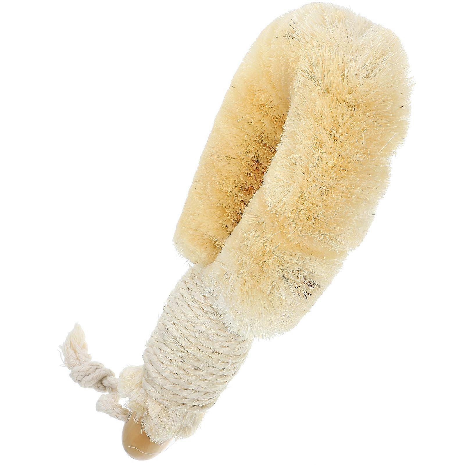 Back Scrubber with Long Wooden Handle for Dry Wet Use, Bath Brush for Full Body Exfoliation