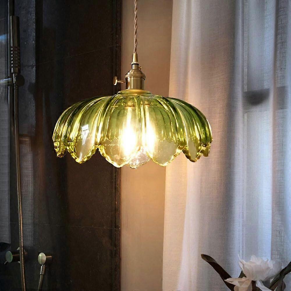 Nordic Glass Pendant Light with Adjustable Height, E27 Industrial Ceiling Lamp for Kitchen, Bar
