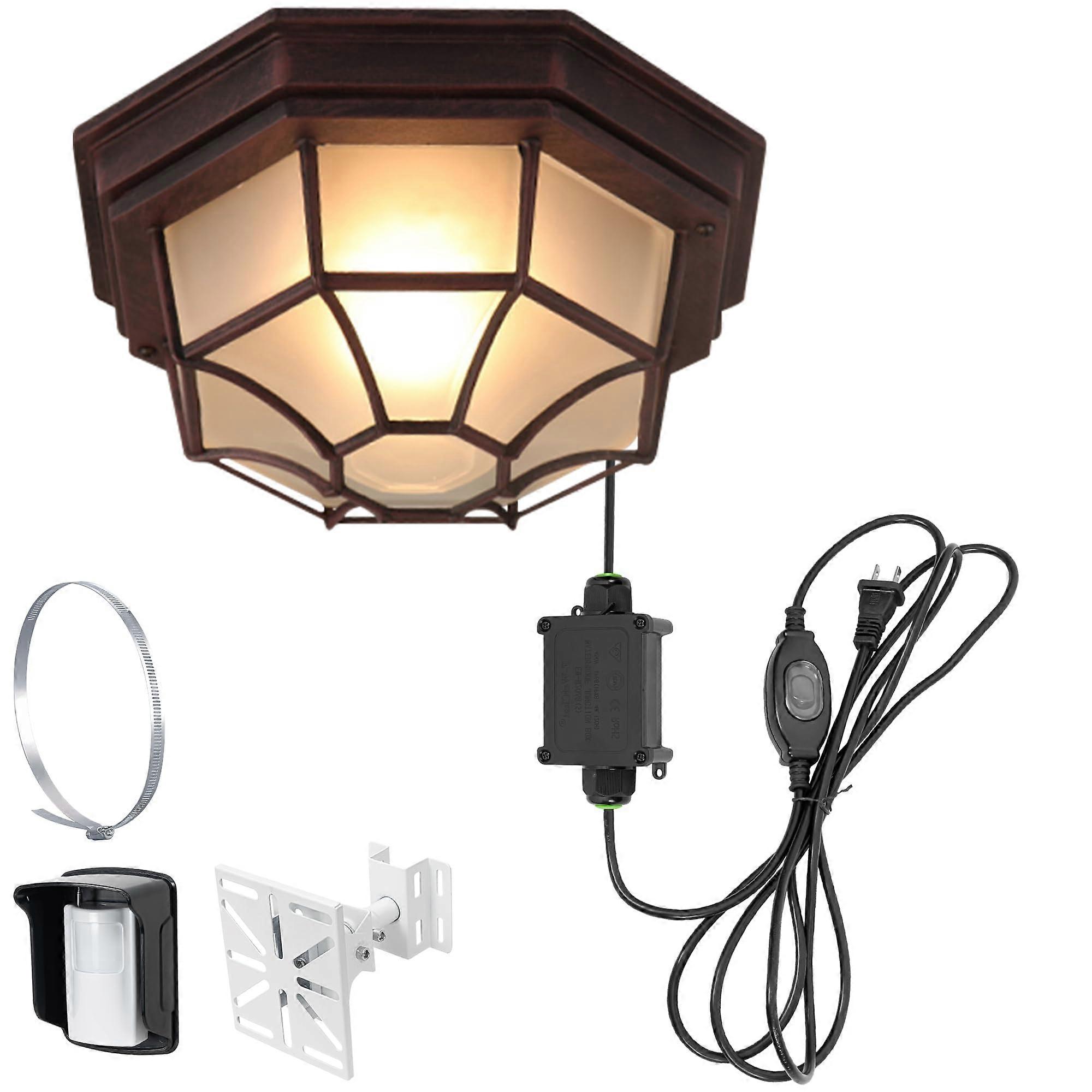 Outdoor Motion Sensor Security Light, Weatherproof Split Design, Warm Industrial Glow for Porch