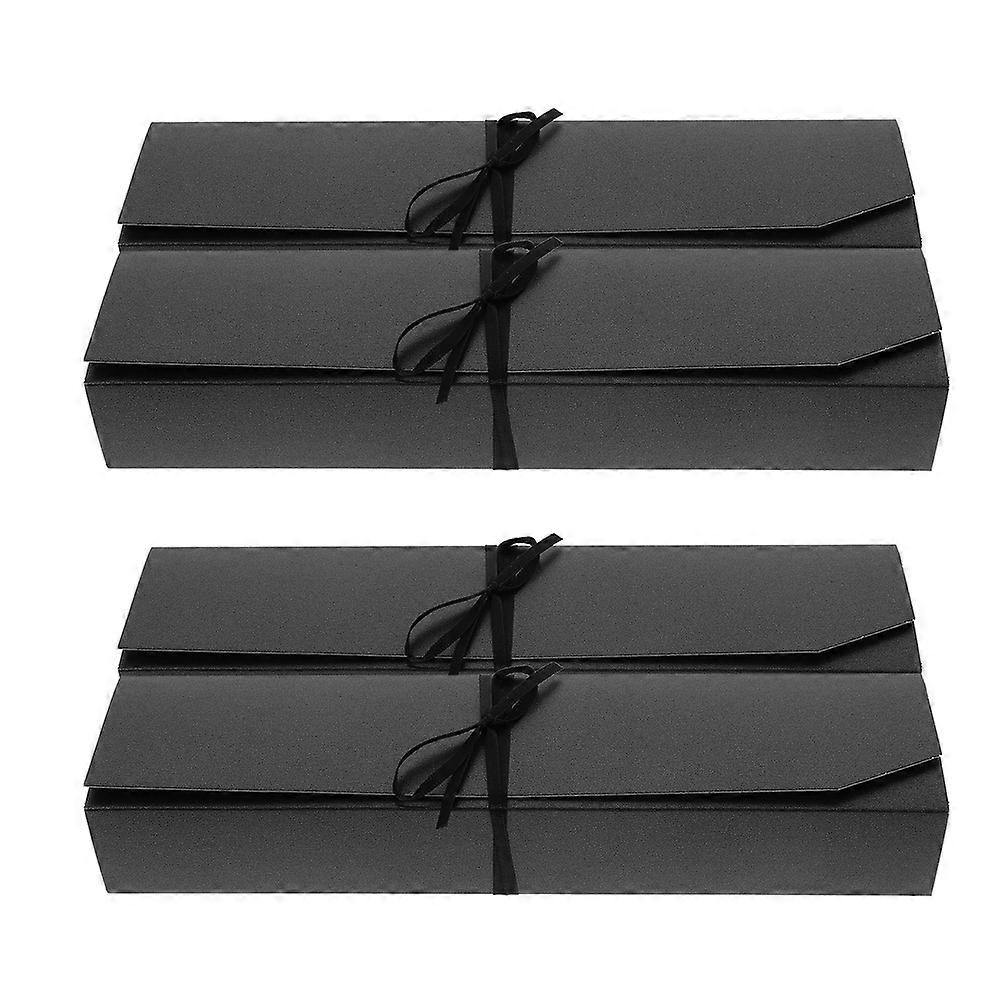 Paper 6 Cavity Truffle Boxes Chocolate Packaging for Storage Use 4Pcs Black