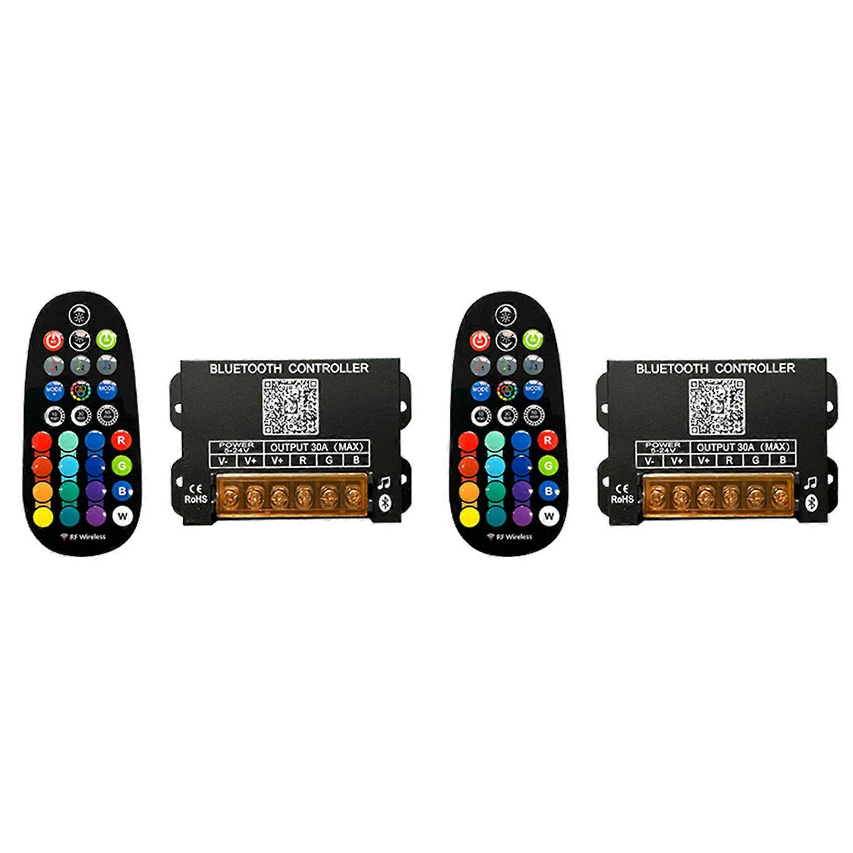 2X Bluetooth DC5-24V RGB LED Strip Light Controller 30A 4-Wire 3-Channel Constant Voltage Lamp RF 29-Key Remote Dimmer
