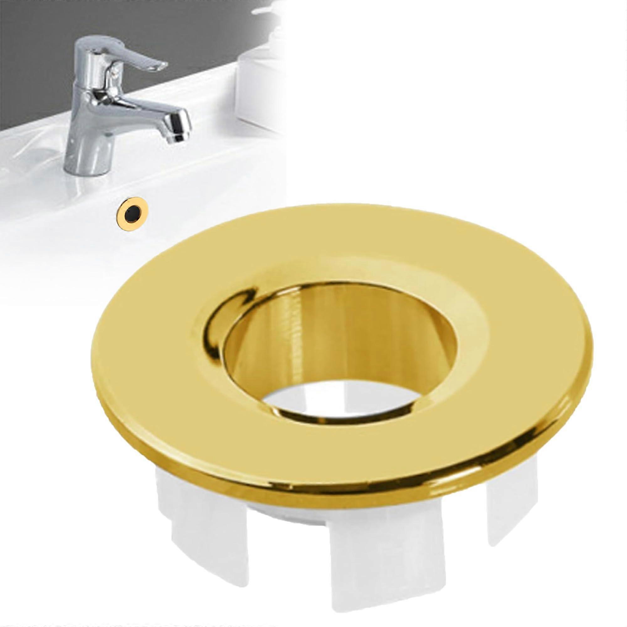 Gold Round Sink Overflow Cover 2224mm Bathroom Basin Copper Ring Modern Finish Snap Fit