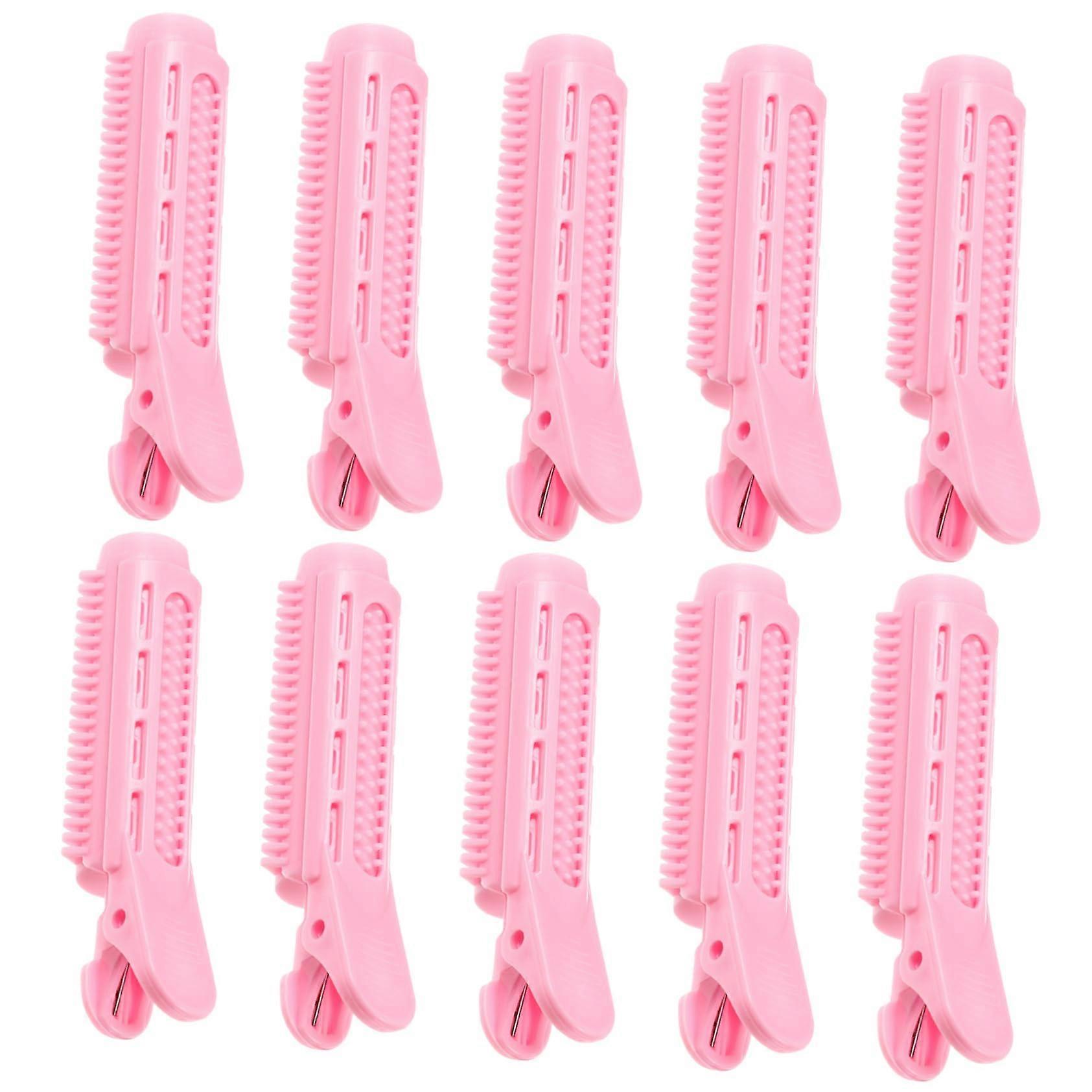 10pcs Heatless Hair Rollers and No Crease Bang Curlers Clips for Volume and Fluffy Styling Pink