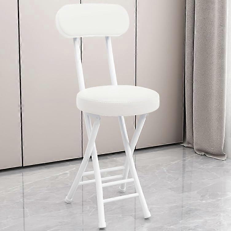 30Inch Folding Bar Stool with Backrest for Kitchen and Pub, SpaceSaving Design, White
