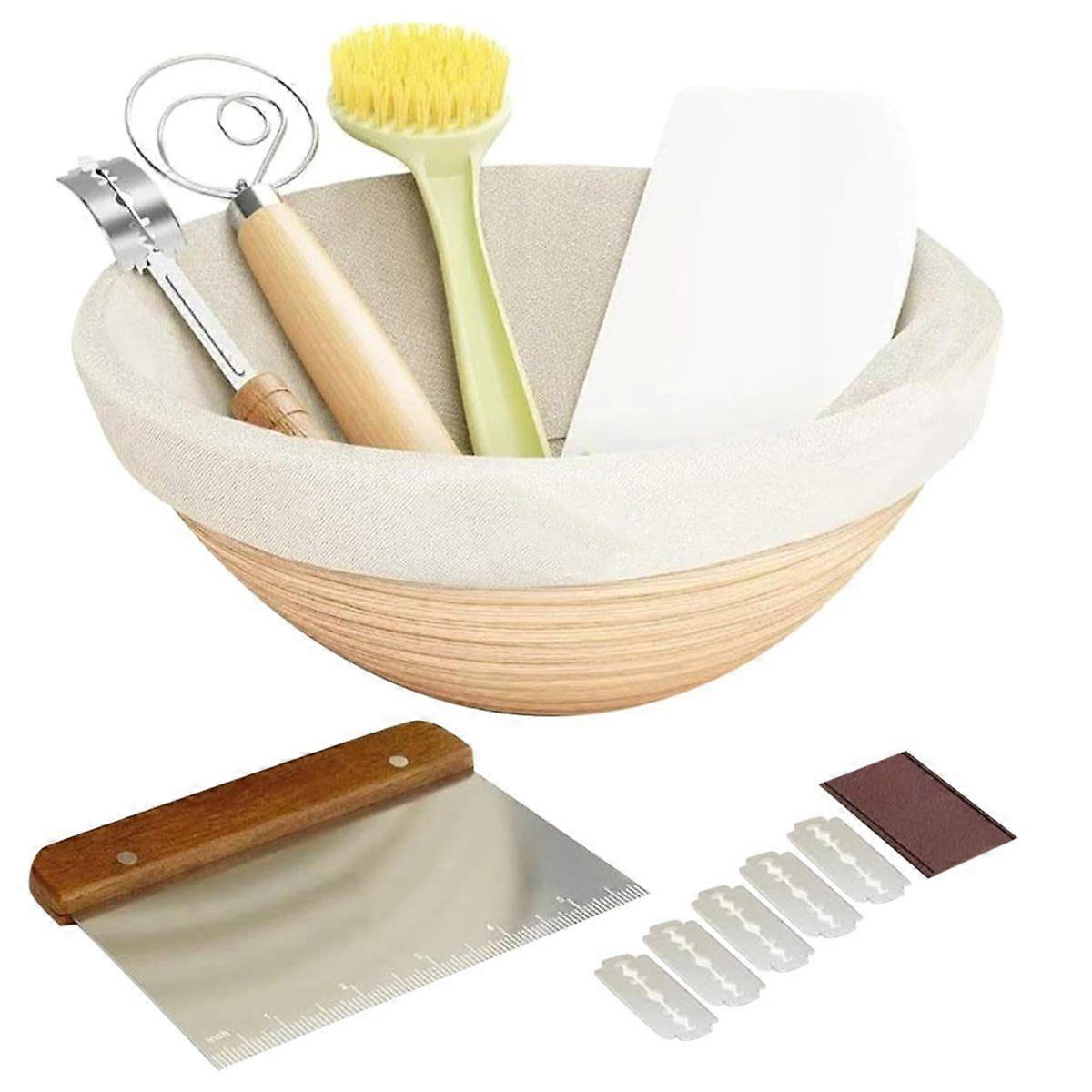 Circular Fermentation Basket , Flour Mixer, Bread Tool Set,Bread and Supplies,Rattan Proofing Baske