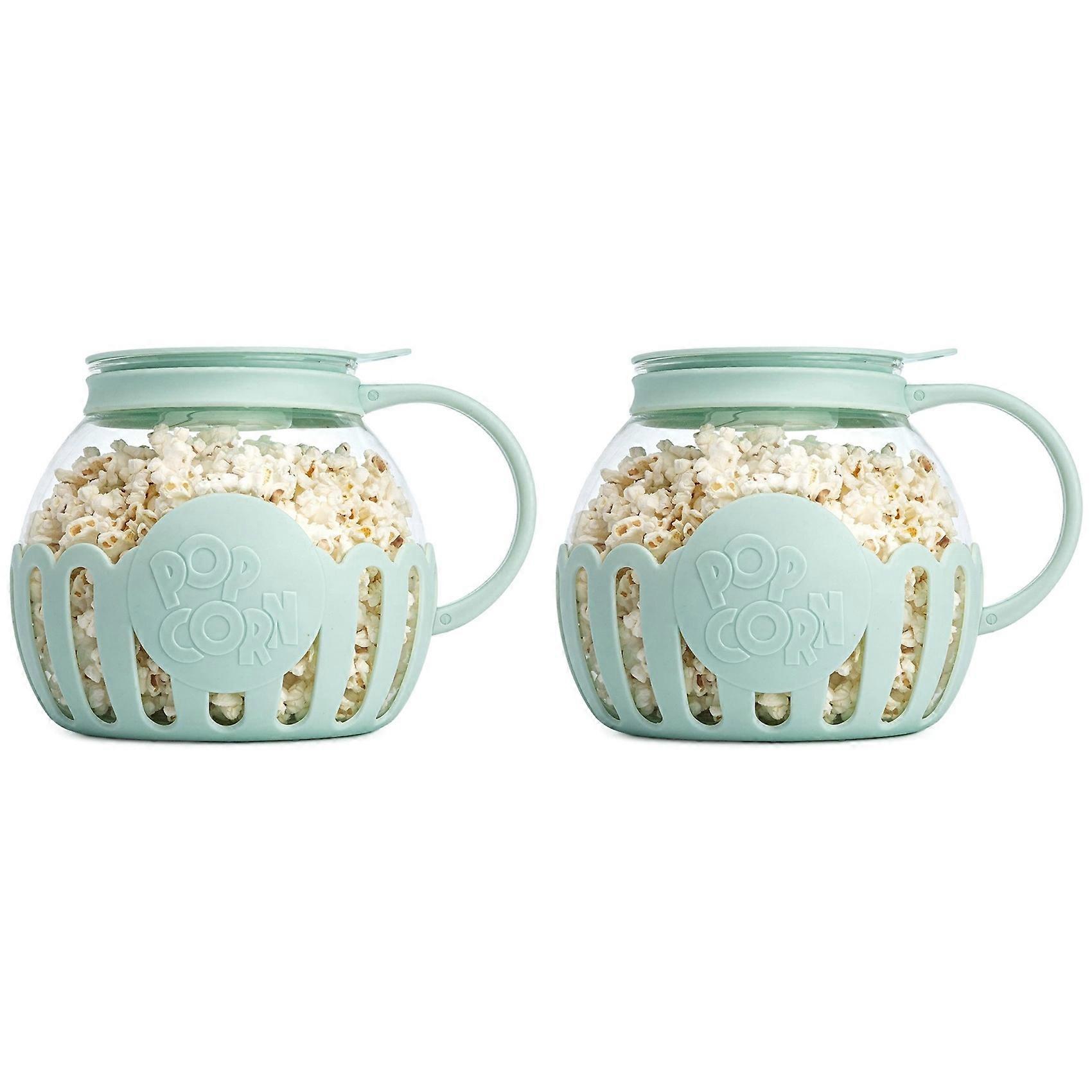 2X Microwave Popcorn Popper with Temperature Safe Glass, Lid Measures Kernels and Melts Butter, Dishwasher Safe