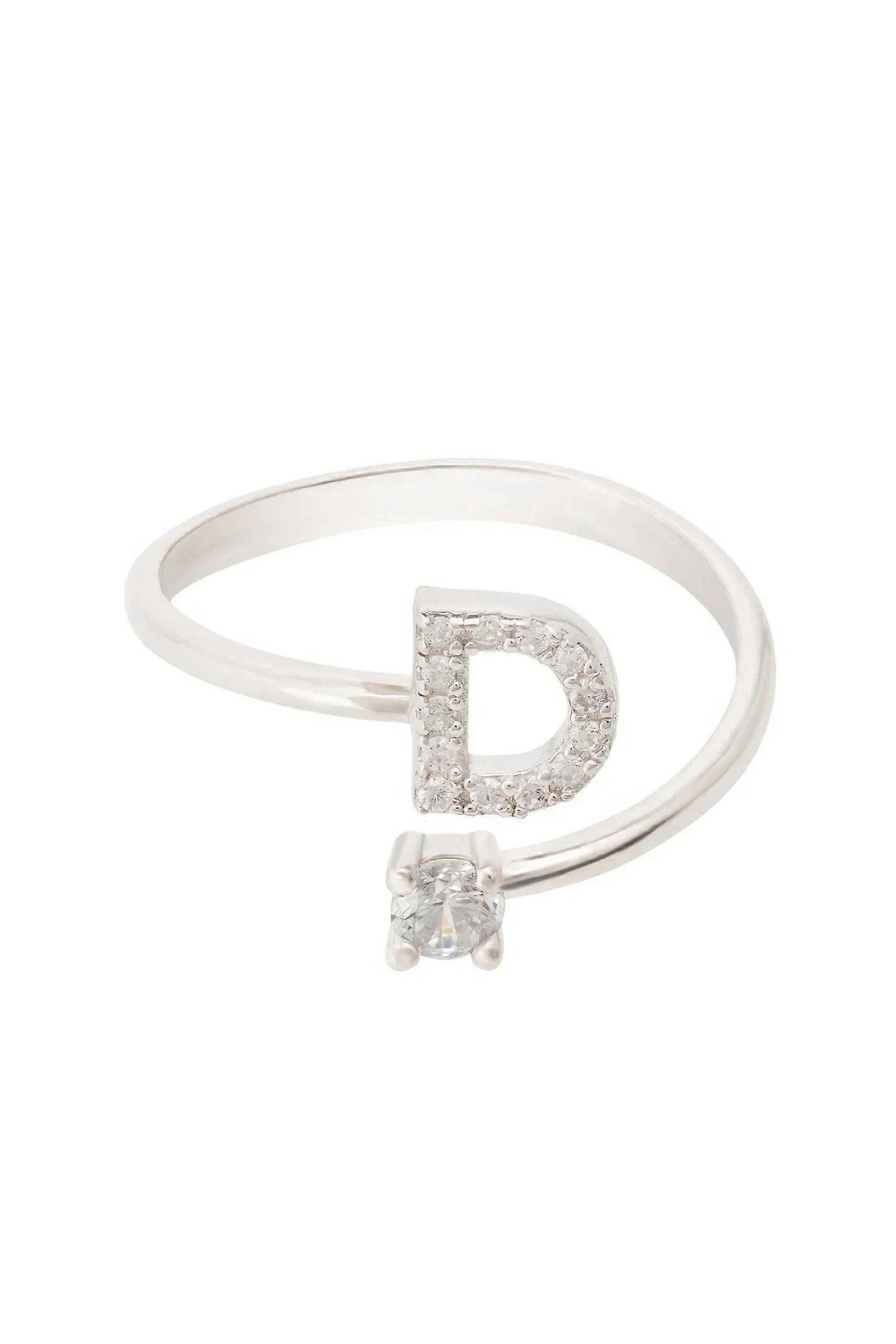 Latelita 925 纯银初始戒指配立方氧化锆 - 平均尺寸 6 （M）