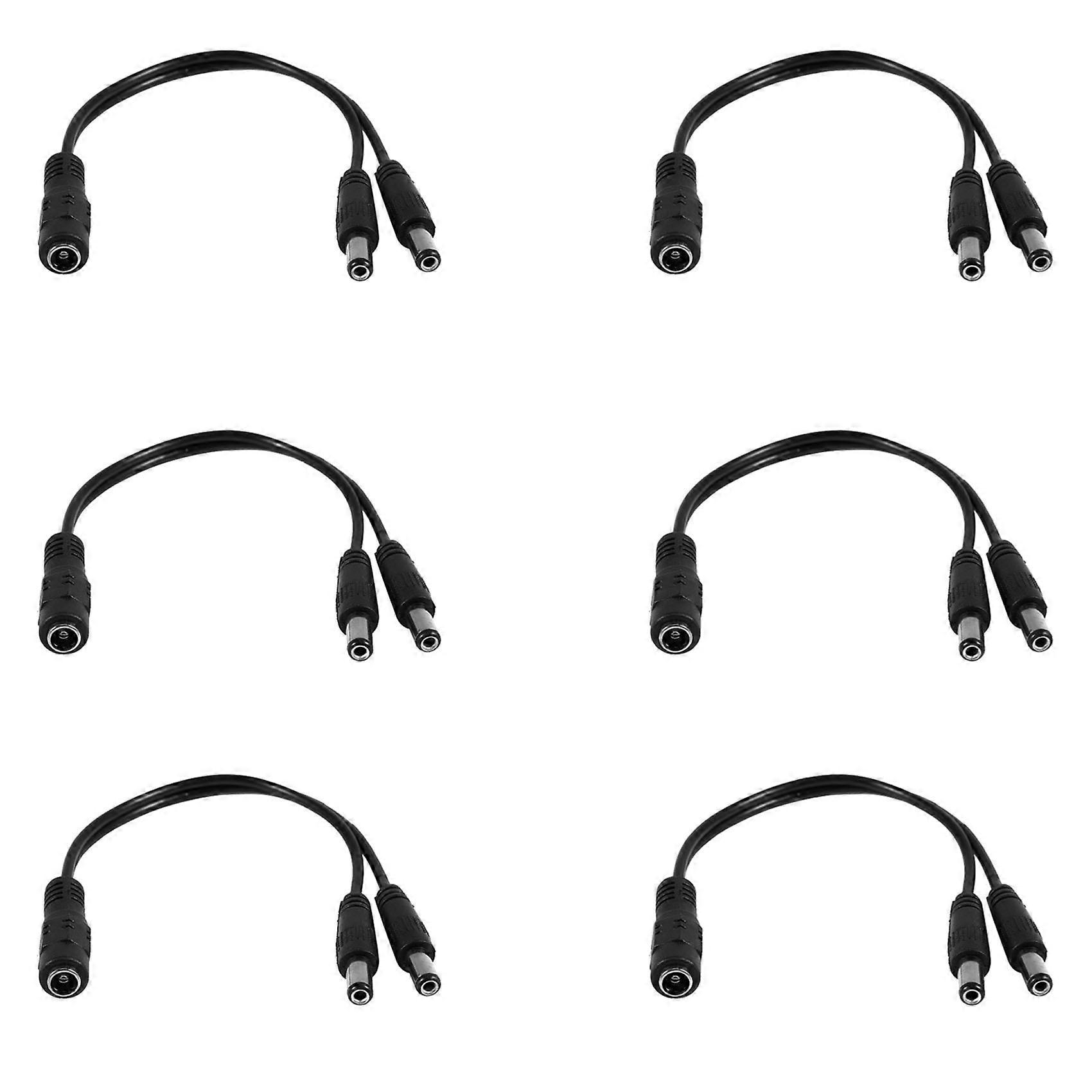 6pcs 5.5x2.1mm 1 to 2 M/F DC Power Splitter Cable for Security CCTV Camera