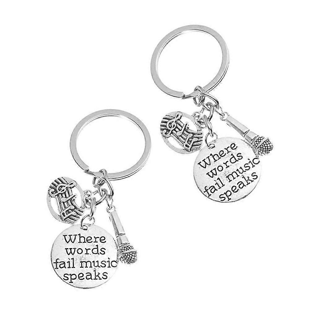 Microphone Key Chain for Decor 2Pcs Musical Microphone Hanging Keychains