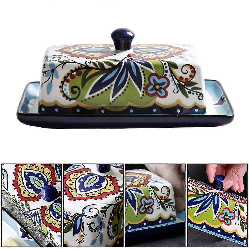Butter Tray With Lid Covered Container Ceramics Tableware Storage Elegant Design For Dining 1Pcs