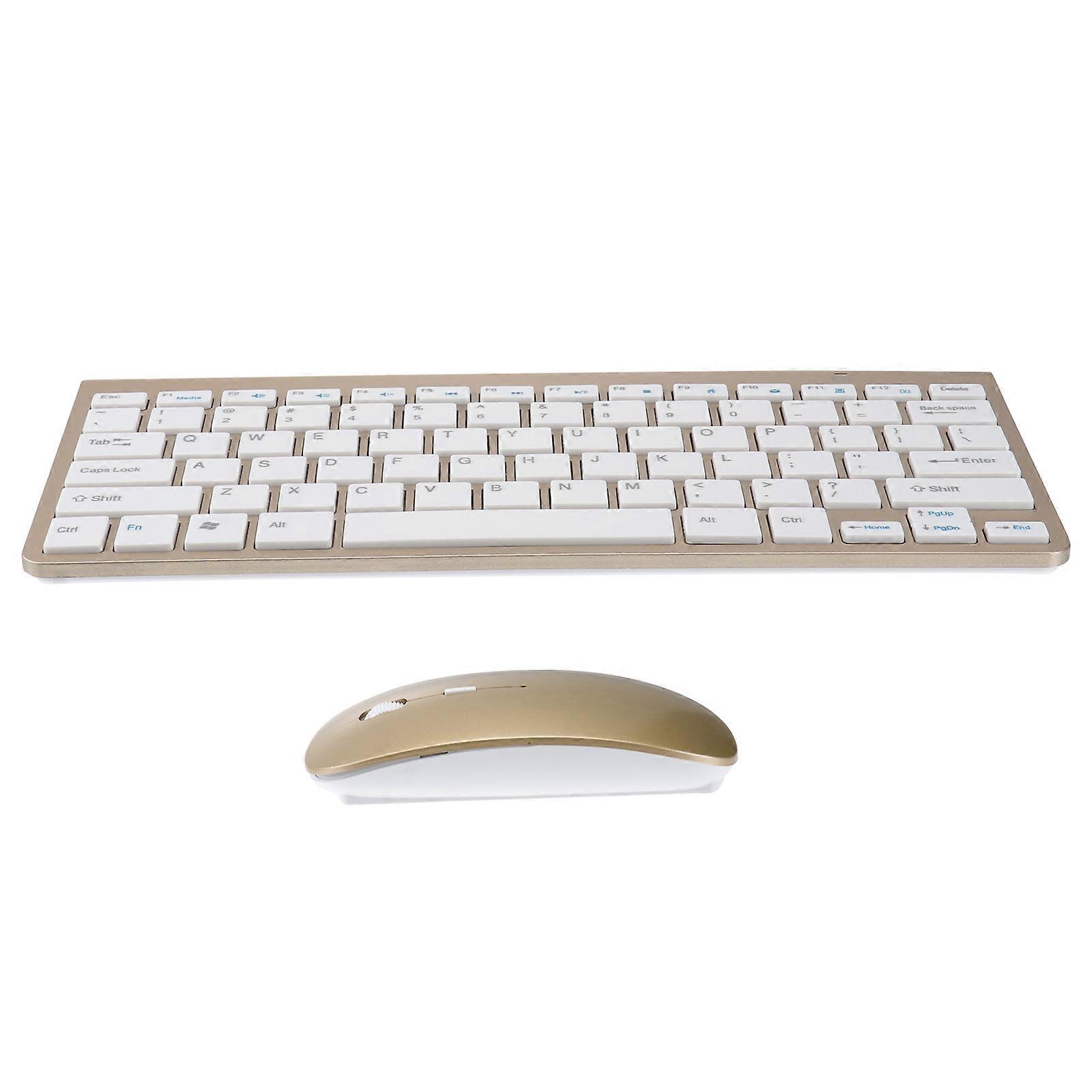 Wireless Keyboard Ultra-Thin Keyboard for Computer Use 2.4g Mouse Set Golden