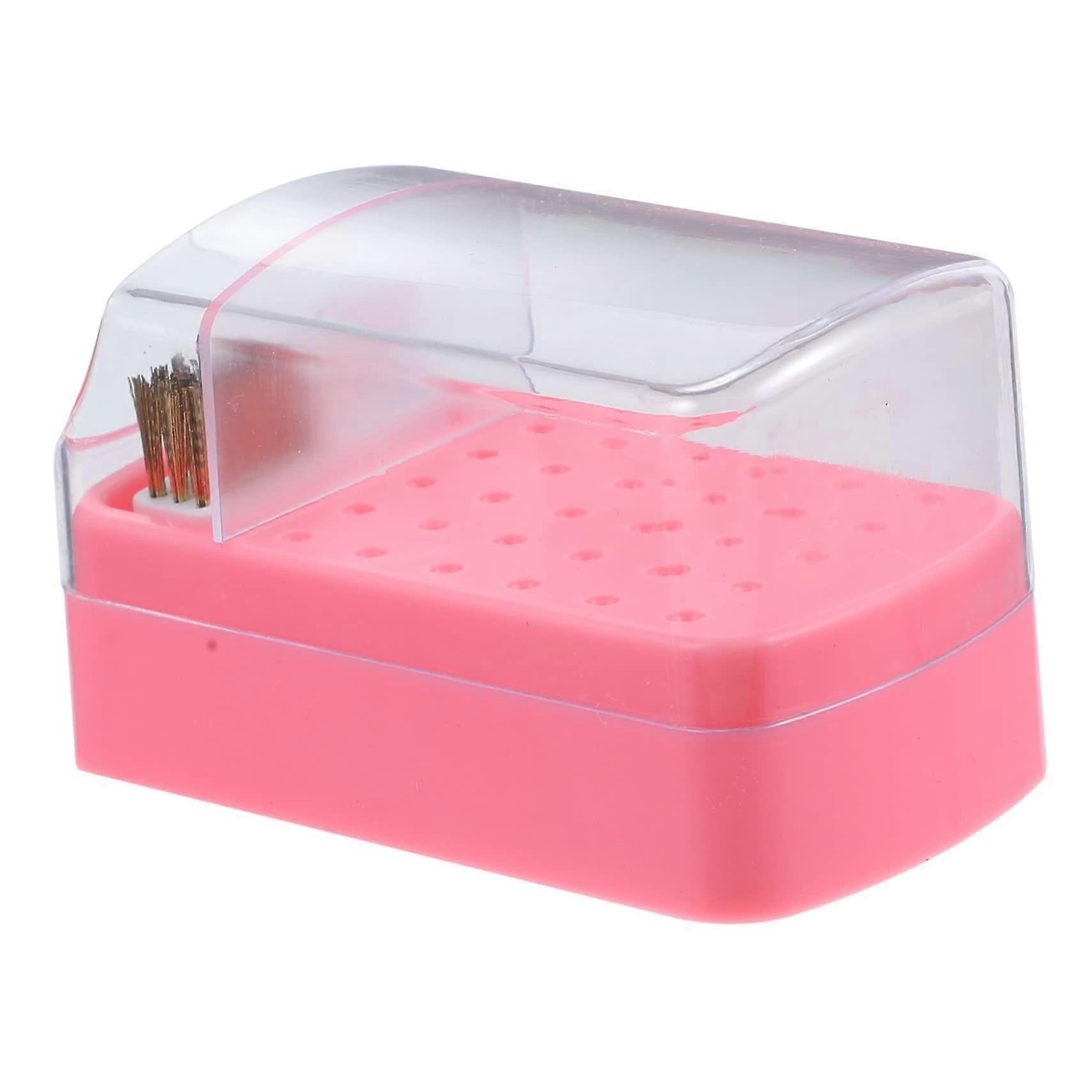 Nail Drill Bit Holder 30Hole Organizer with Transparent Storage Case for Manicure Tools