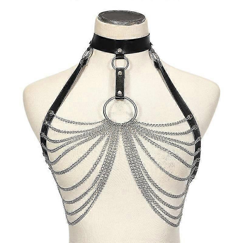 Goth Leather Body Harness Chain