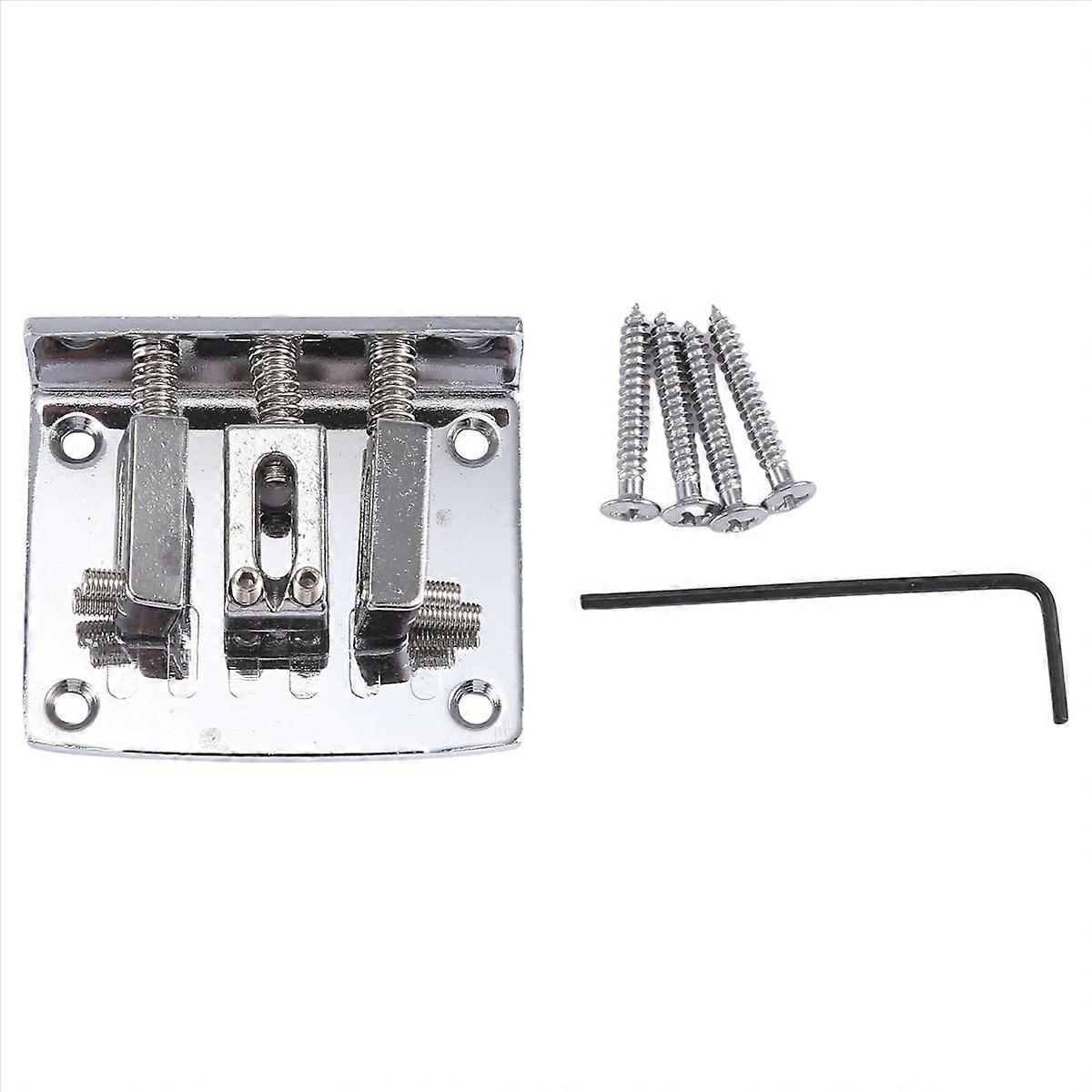  Guitar Parts: 3-string Chrome Adjustable Bridge Silver