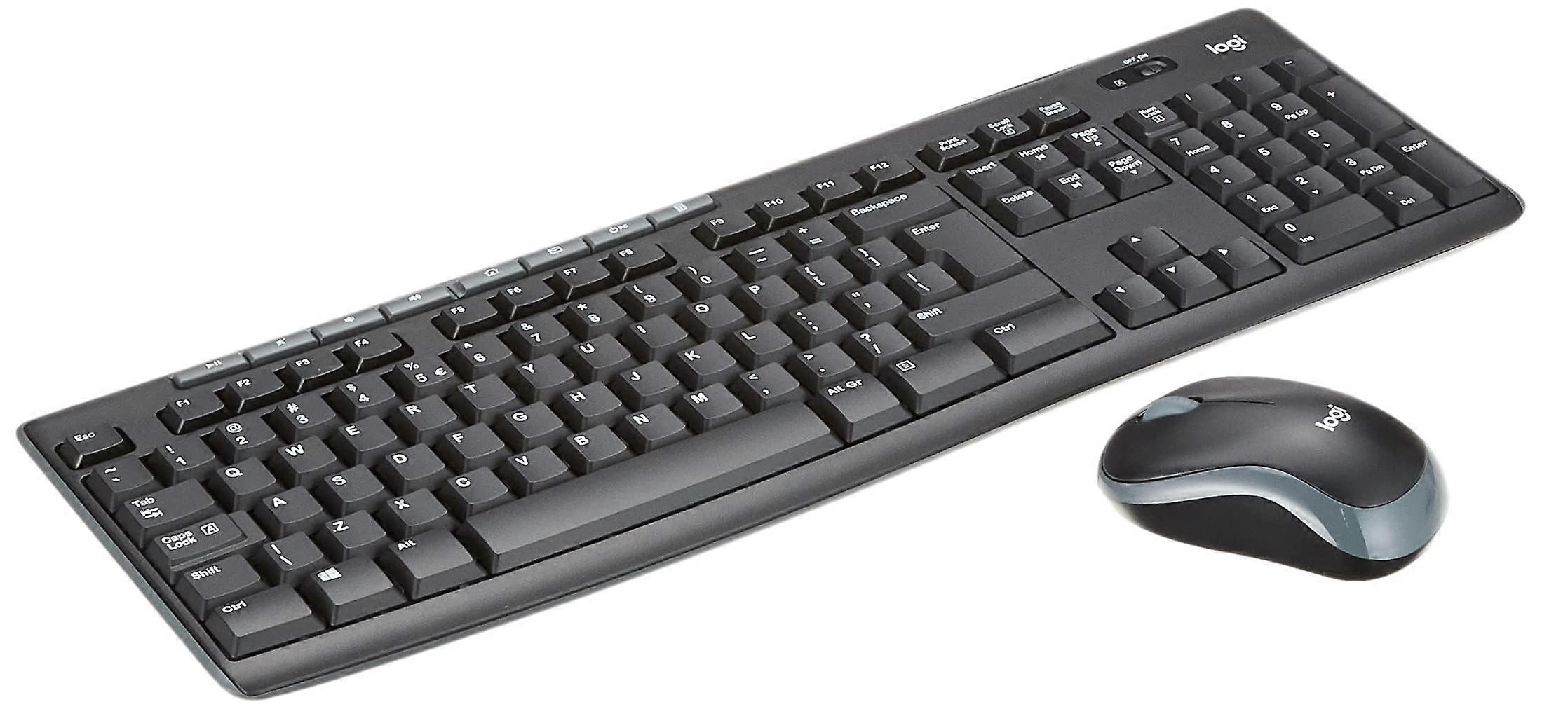 Wireless Keyboard and Mouse Combo for Windows, FullSize Set with Long Battery Life  Black