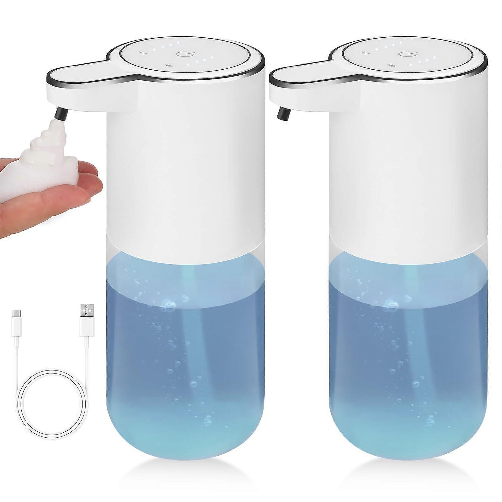 2 Pack Automatic Soap Dispensers Touchless Foaming, 13.5oz USB Rechargeable Wall Mounted for Bathroom Kitchen