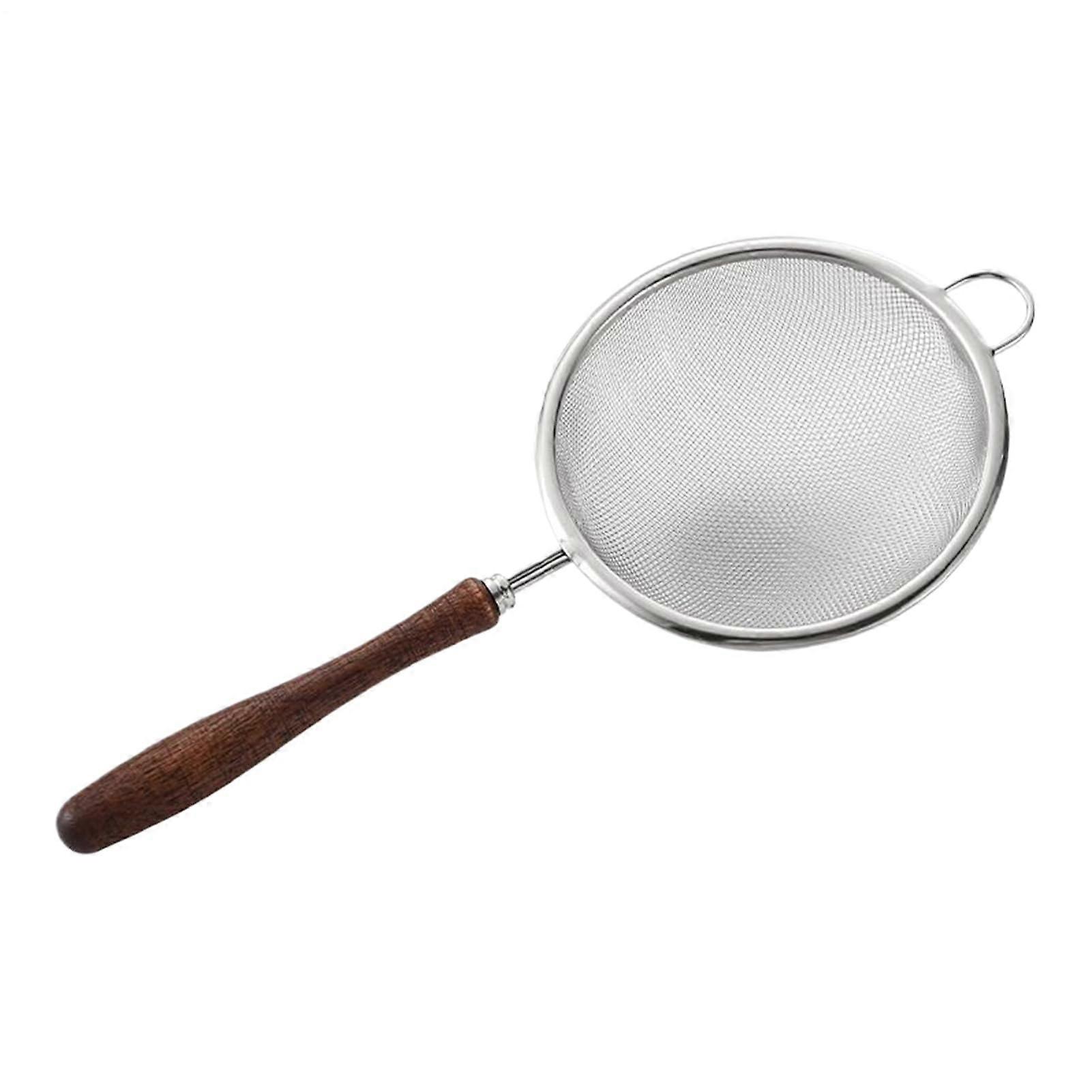 Stainless Steel Fine Mesh Strainer with Walnut Handle for Tea Coffee Cooking Baking Brewing