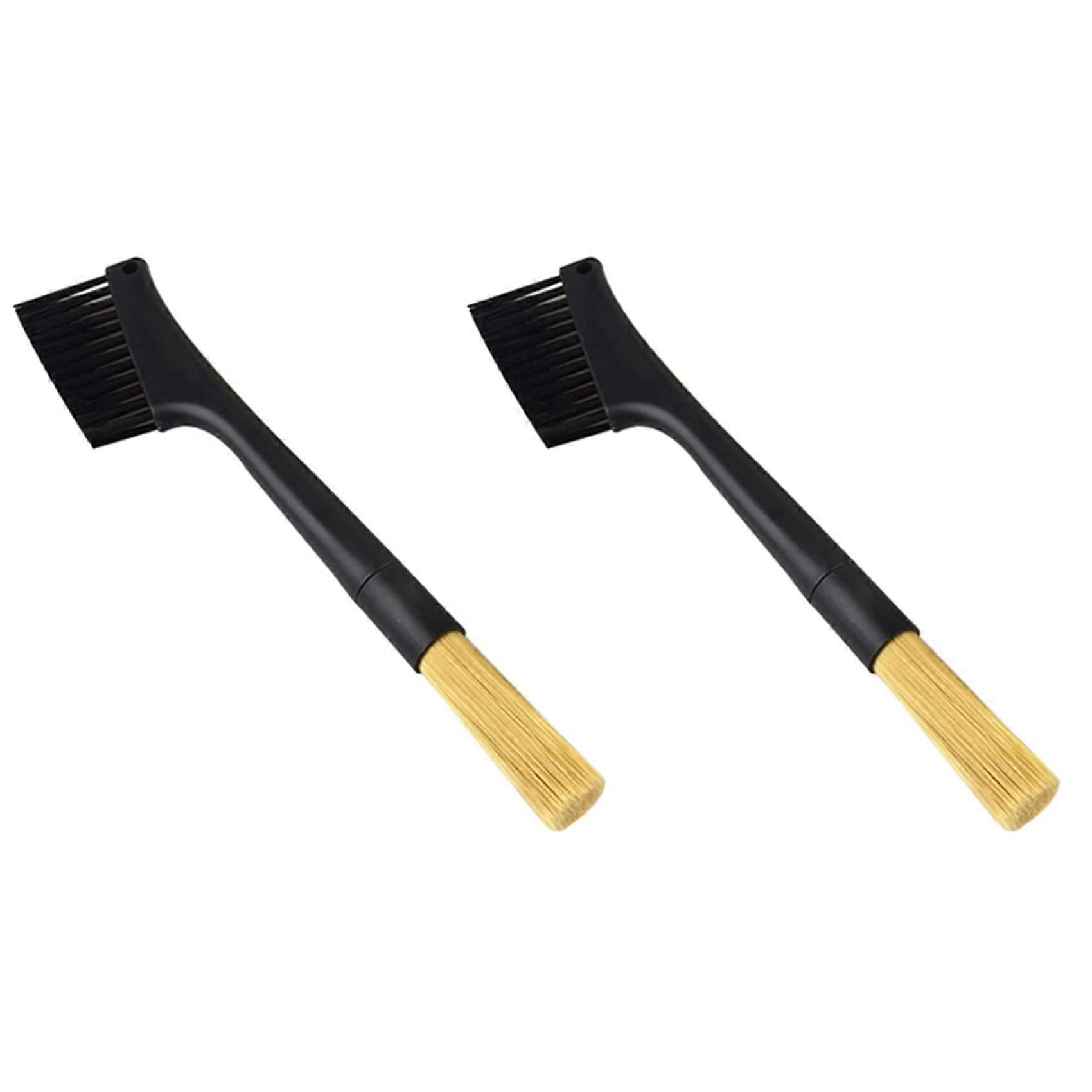 2X Double Head Coffee Grinder Cleaning Brush with Long Ergonomic Handle and Removable Bottom Design