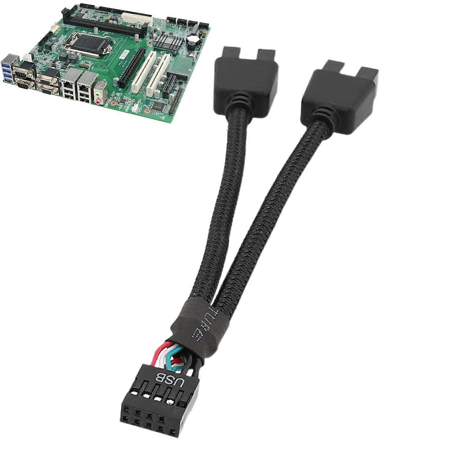 USB 2.0 Header Extension Cable with 9 Pin Splitter, Shielded Adapter for Motherboard Connectivity