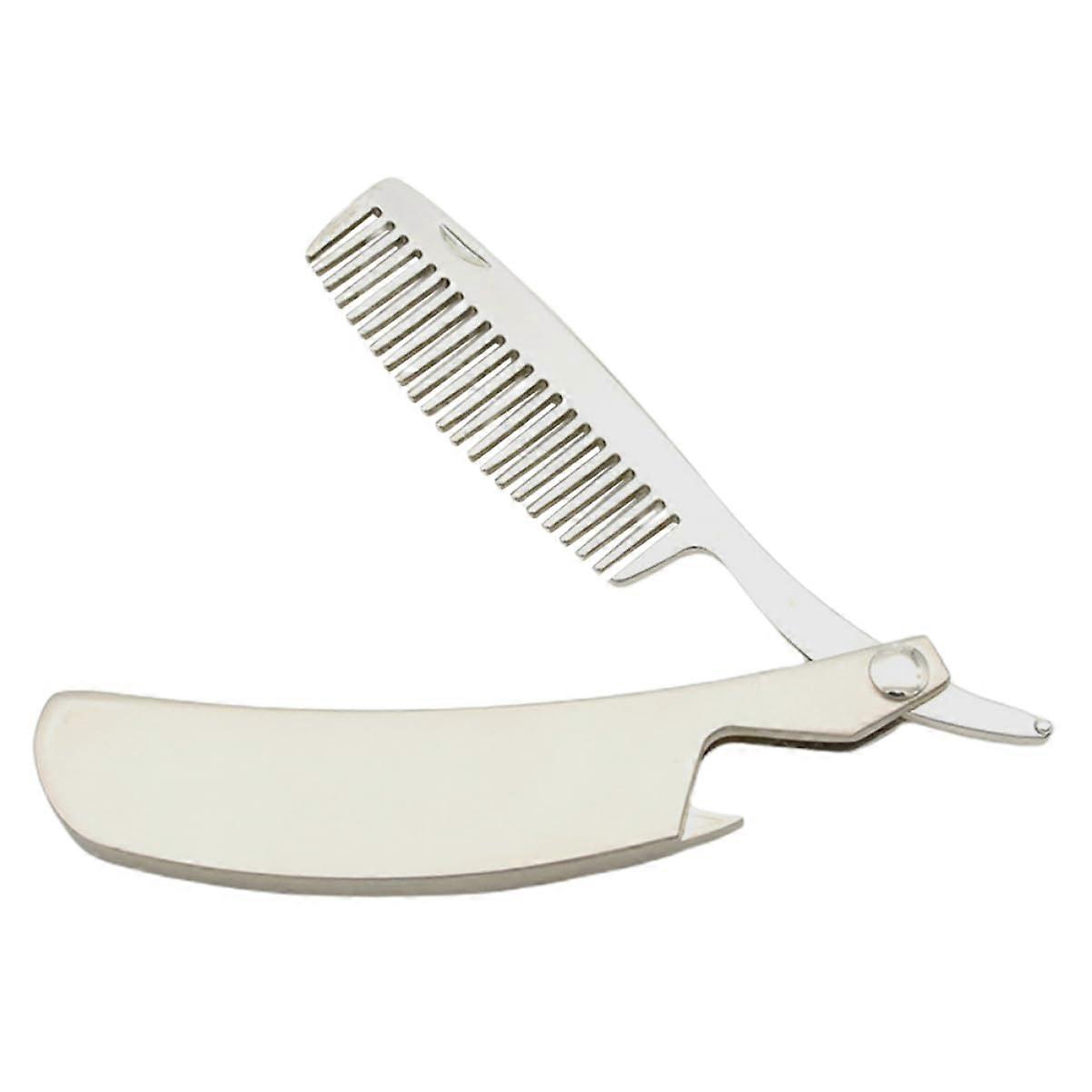 Foldable Zinc Alloy Beard Comb for Men with Precise Edging Control and Smooth Glide Teeth