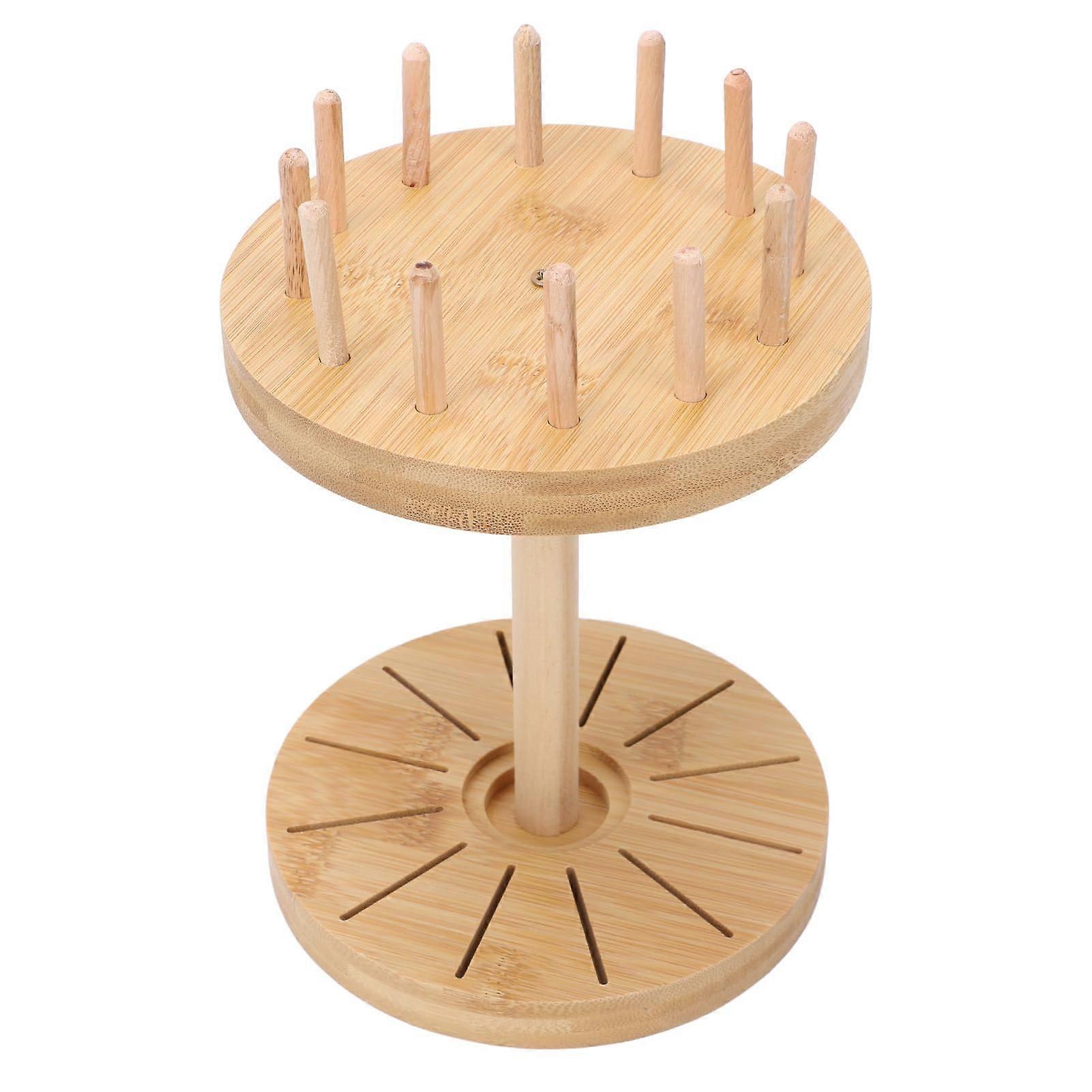 Bamboo Sewing Thread Organizer with Multi Axle Design and Smooth Edge Finish for Quilting