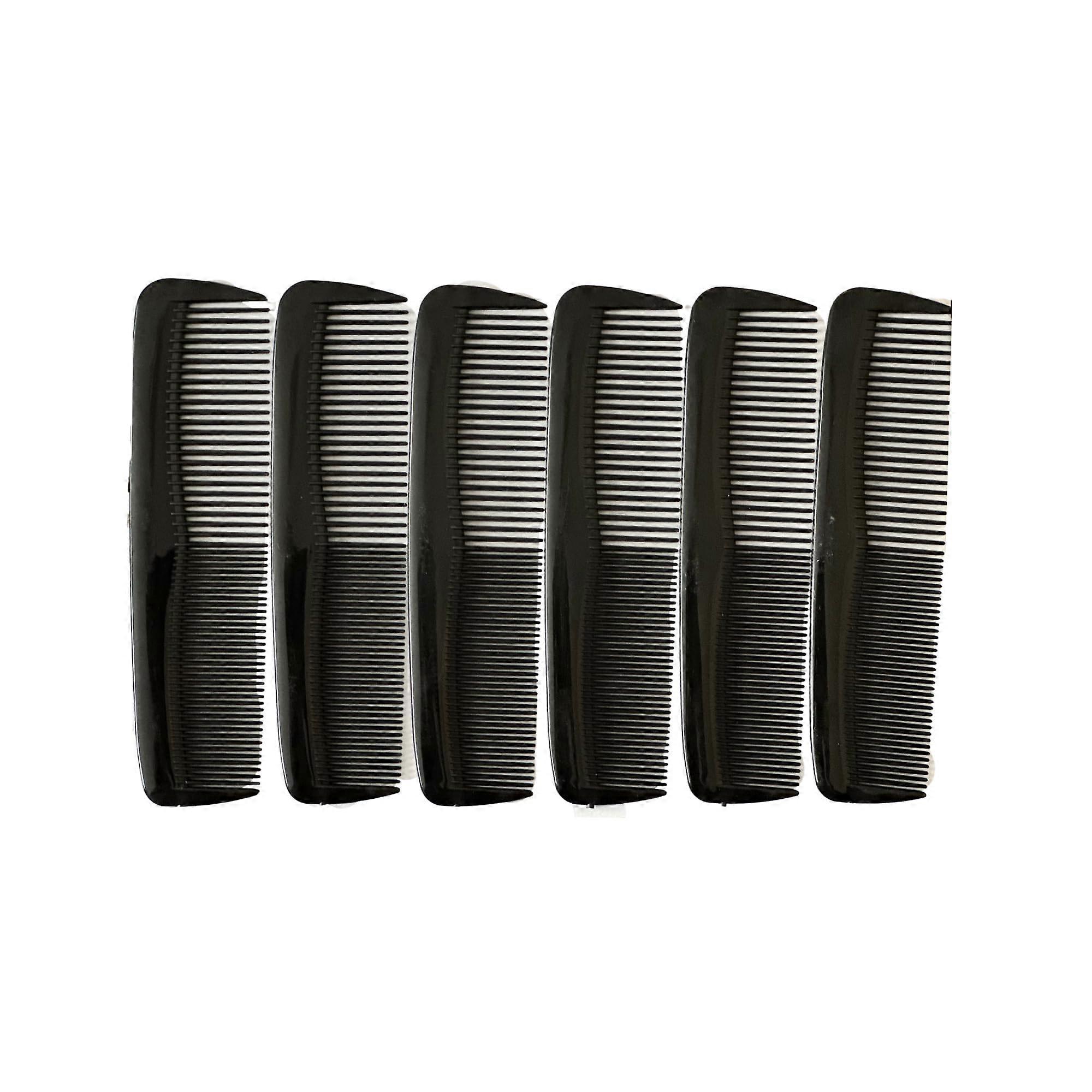 Professional Hair Comb Set 6 Pack Black Plastic Fine Tooth Combs for Smooth Snag Styling