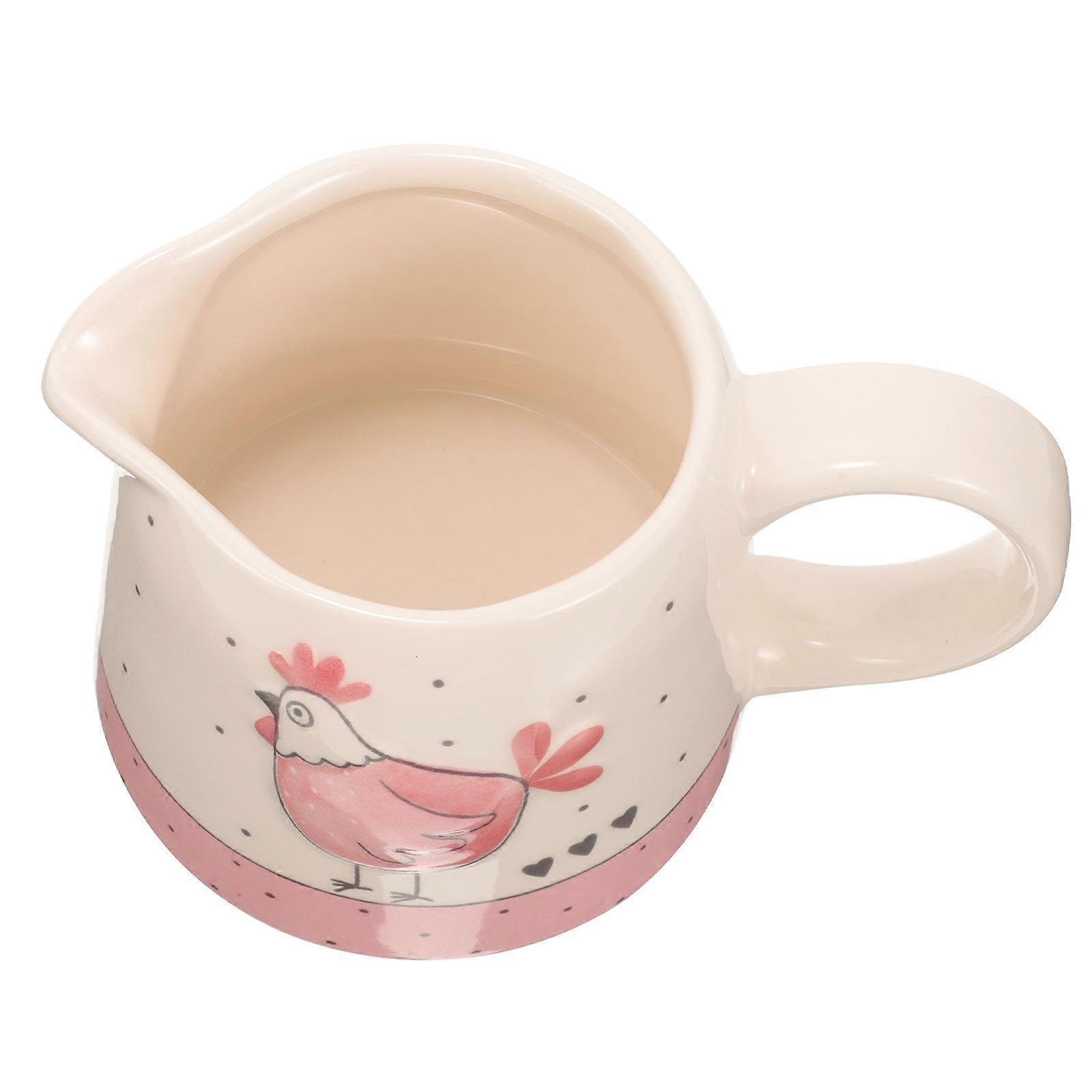 Pink Ceramic Creamer Pitcher for Serving Milk Dispenser One Piece