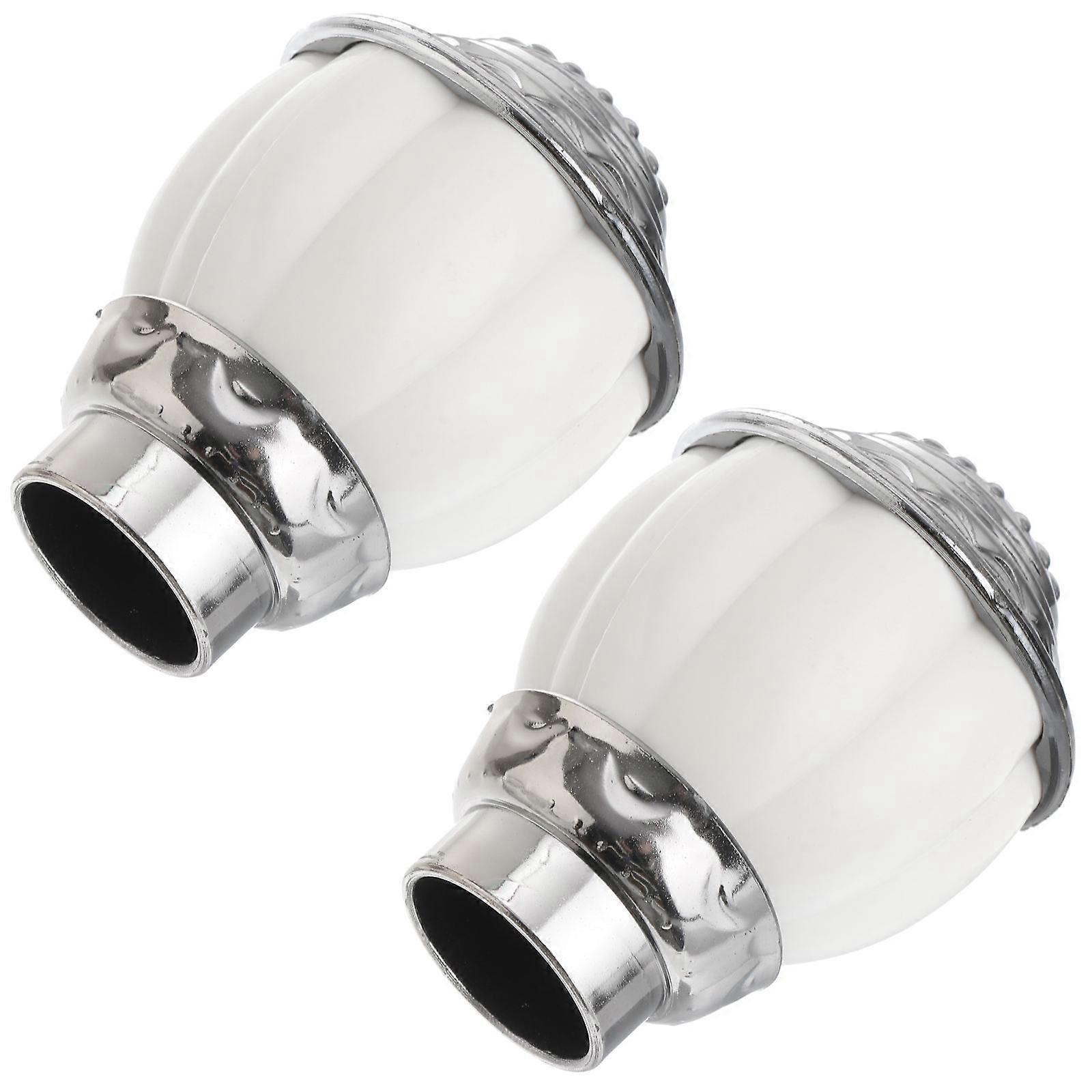 Window Pole Head Cap Pumpkin Design for Decoration 2Pcs White Finials