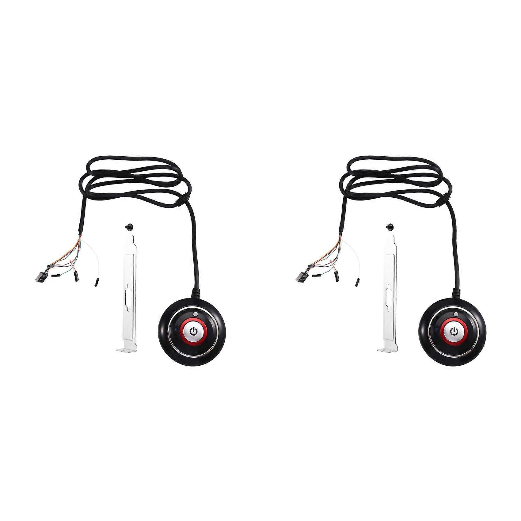 2X Computer Desktop Switch Button with Dual USB Port Desktop Host External Start Button Paste Type Swich