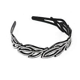 Wide Plastic Leaf Crystal Rhinestone Headband for Women Sparkly Hair Accessory