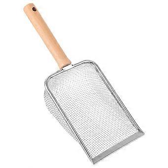 Wooden Handle Cat Litter Scoop Stainless Steel for Reptile Litter Box