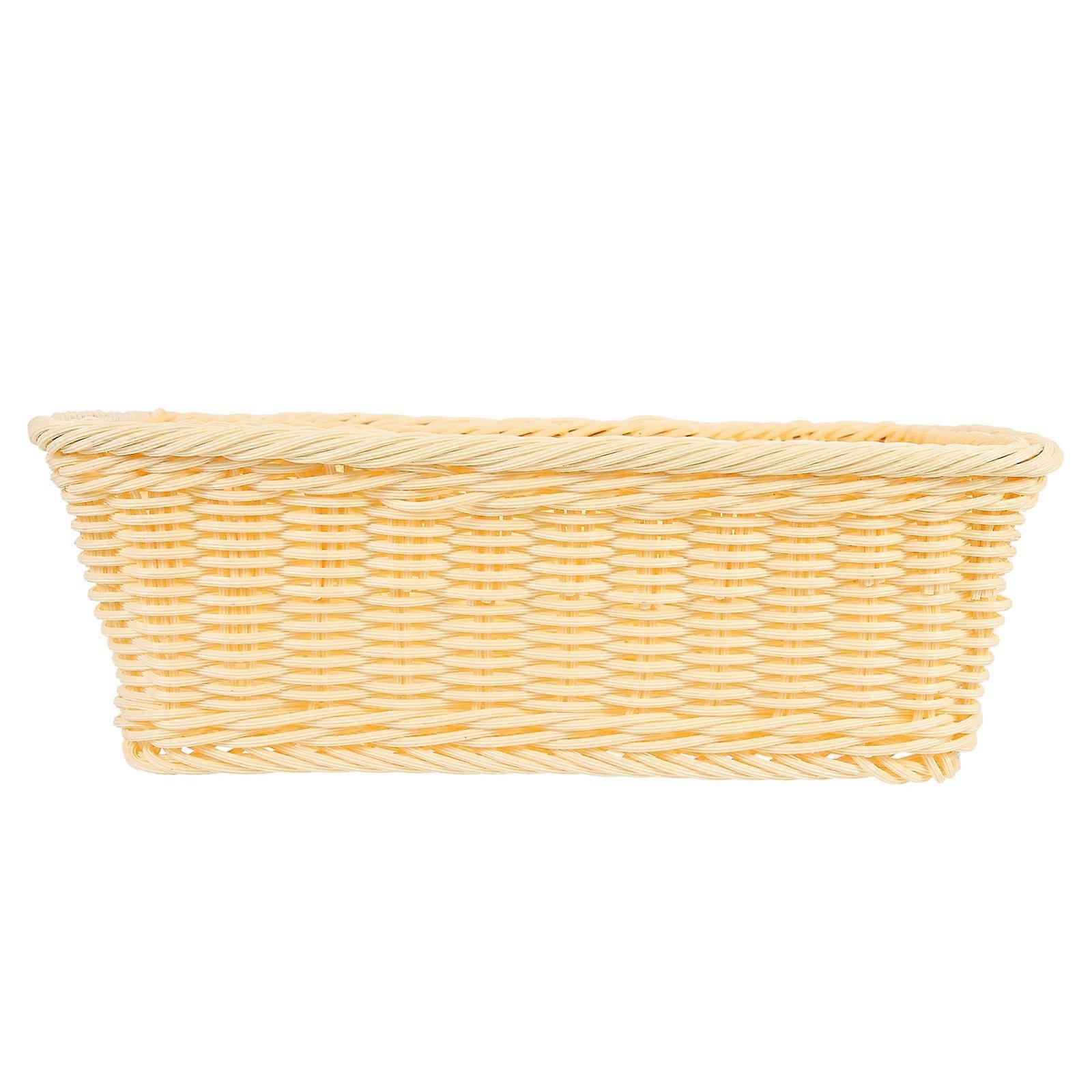 Beige Woven Bread Basket for Fruit and Bread Storage