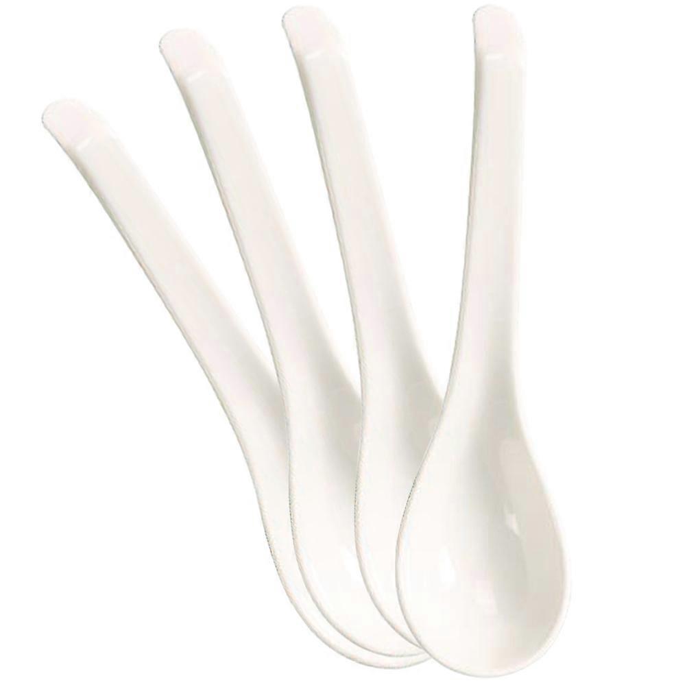 White Ceramic Soup Spoon for Daily Use 4Pcs Multi-Function Dinner Set