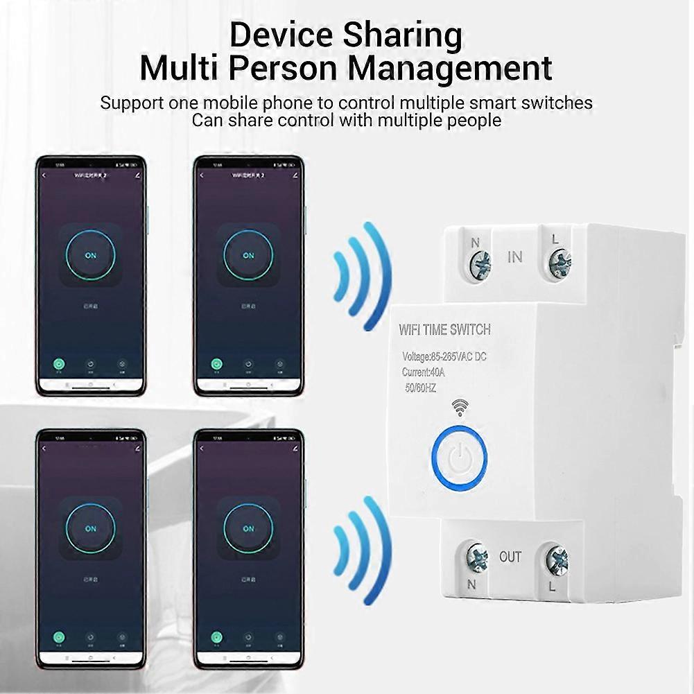 Smart Timer WiFi Timer Switch 2P 40A Programmable Tuya APP Control Voice Control Smart Time for Home